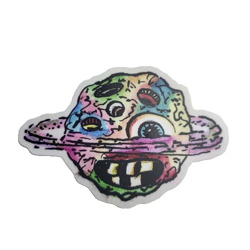 Vinyl sticker of Silly Planet Funny Face Crazy Wacky Eye Cool Fun Outer Space
