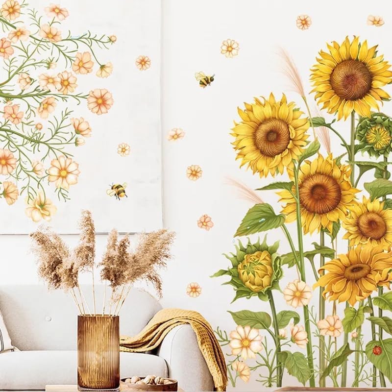 12×36 Inch Set of 2- Floral Wall Decals for Decor, Self Adhesive #7