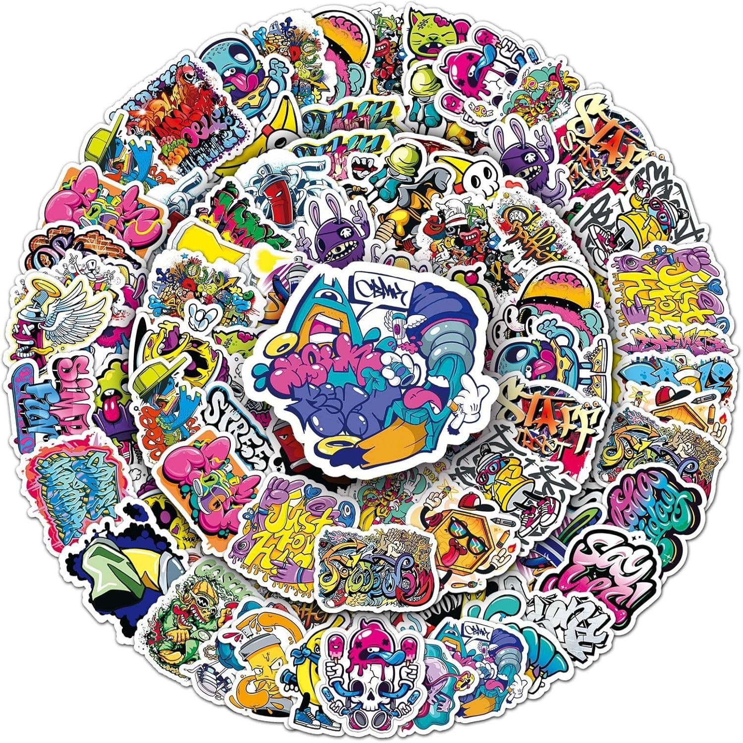 50 Pcs Street Graffiti Stickers – Cool Urban Art Designs, Premium PVC, Removable