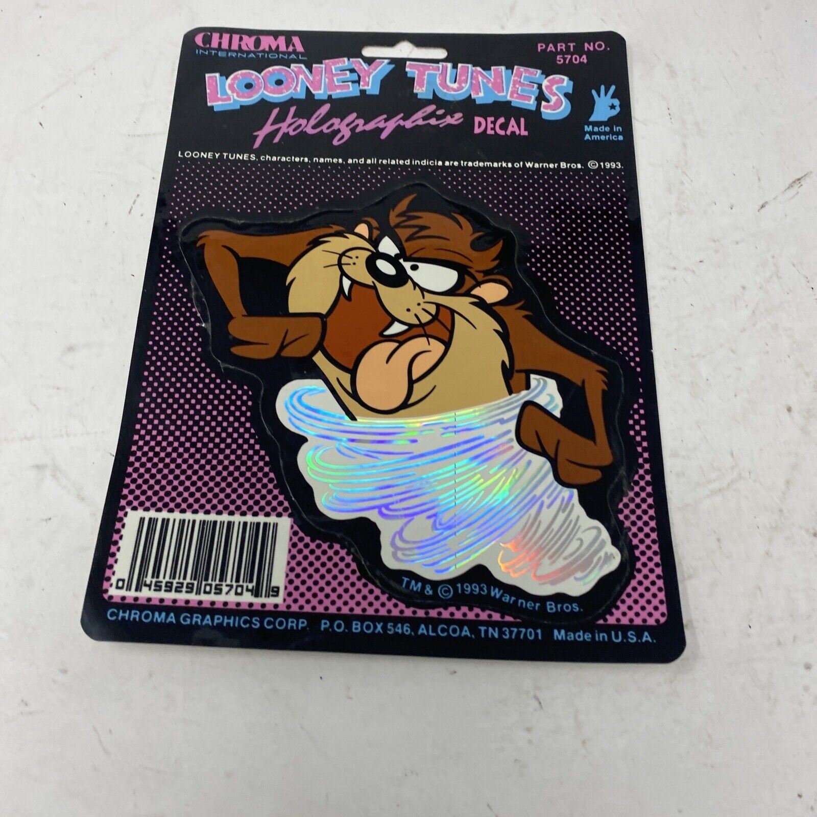 1993 chroma international Taz holographic decal made in America