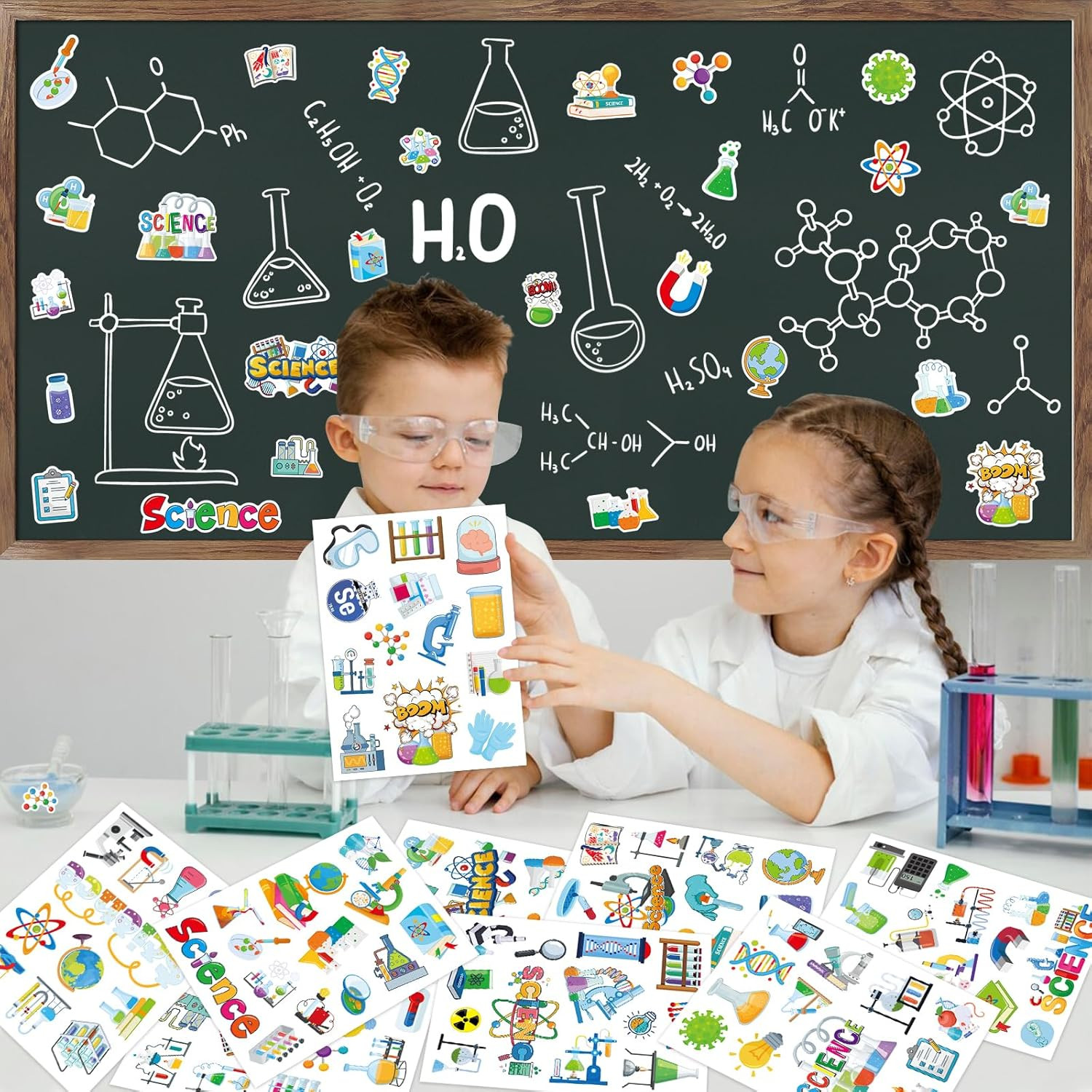 312PCS Science Stickers for Kids, Self-Adhesive Chemical Physical Biological Sti