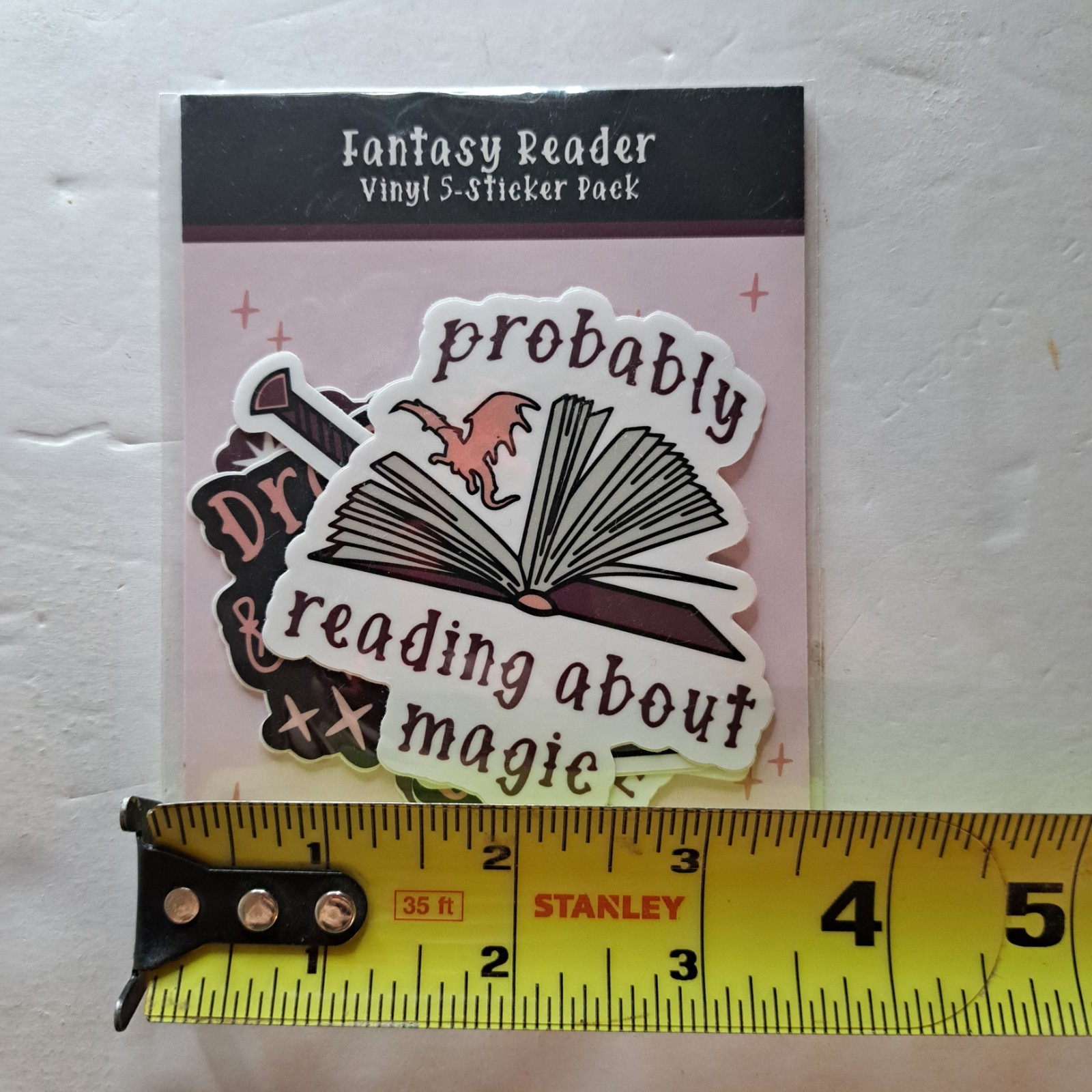 Fantasy Reader Vinyl 5 Sticker Pack Waterproof Dragon Demon Fae Magic Lore Books