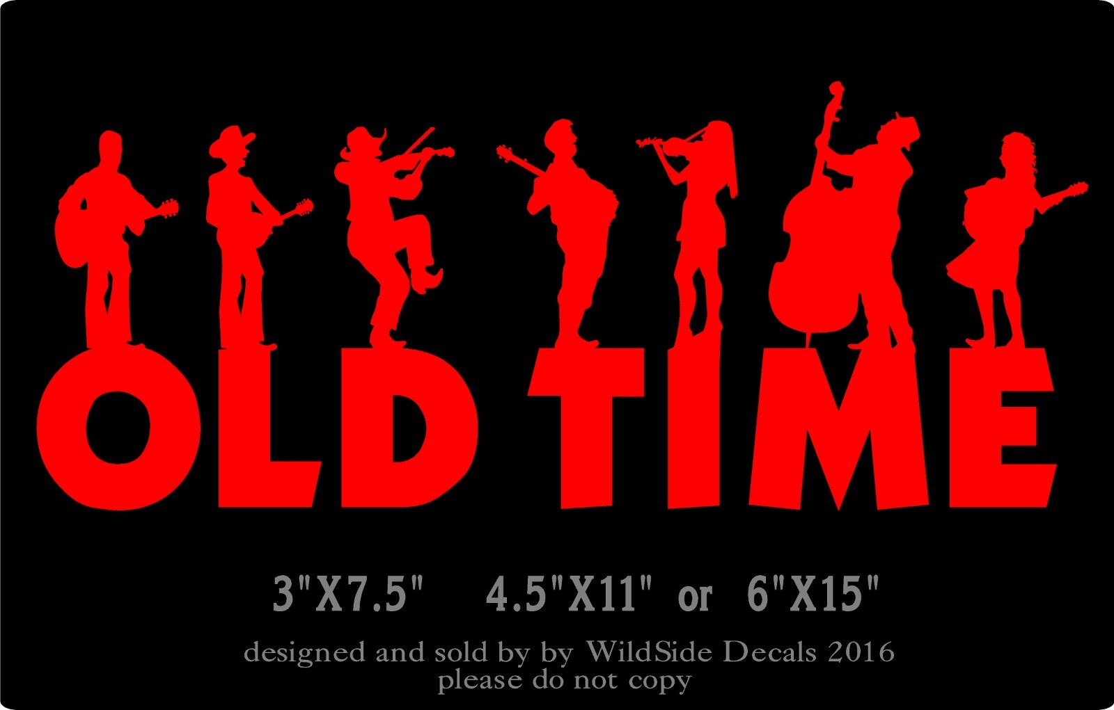 Old Time Music Decal Musicians Vinyl Car Truck Sticker