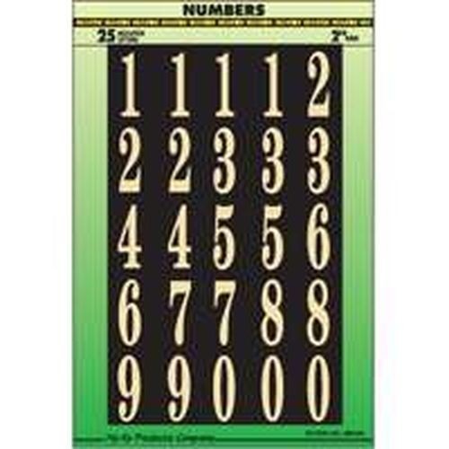 NEW HY-KO MM-3N BLACK & GOLD STICK ON ADHESIVE 51PC 2" NUMBERS & LETTERS 0250472