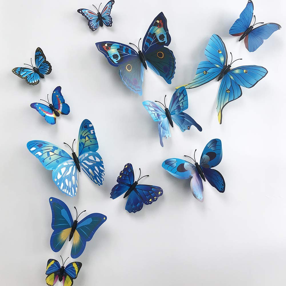 3D Butterfly Wall Stickers 36pcs PVC Colorful Blue Green Red Yellow – DIY Art
