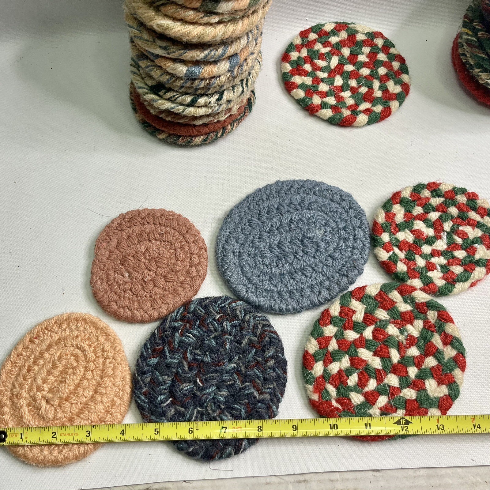 Braided Jute Coaster Rug Lot Hand Made – Mixed Lot Of 38