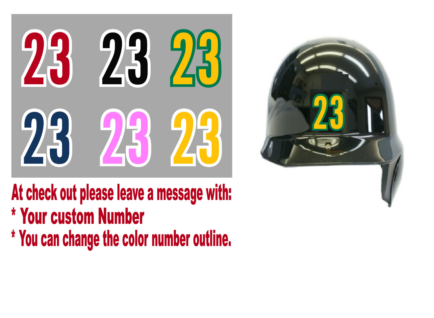 Player's Number 1.5" Softball Baseball Helmet Vinyl Decal Sticker Personalized 2
