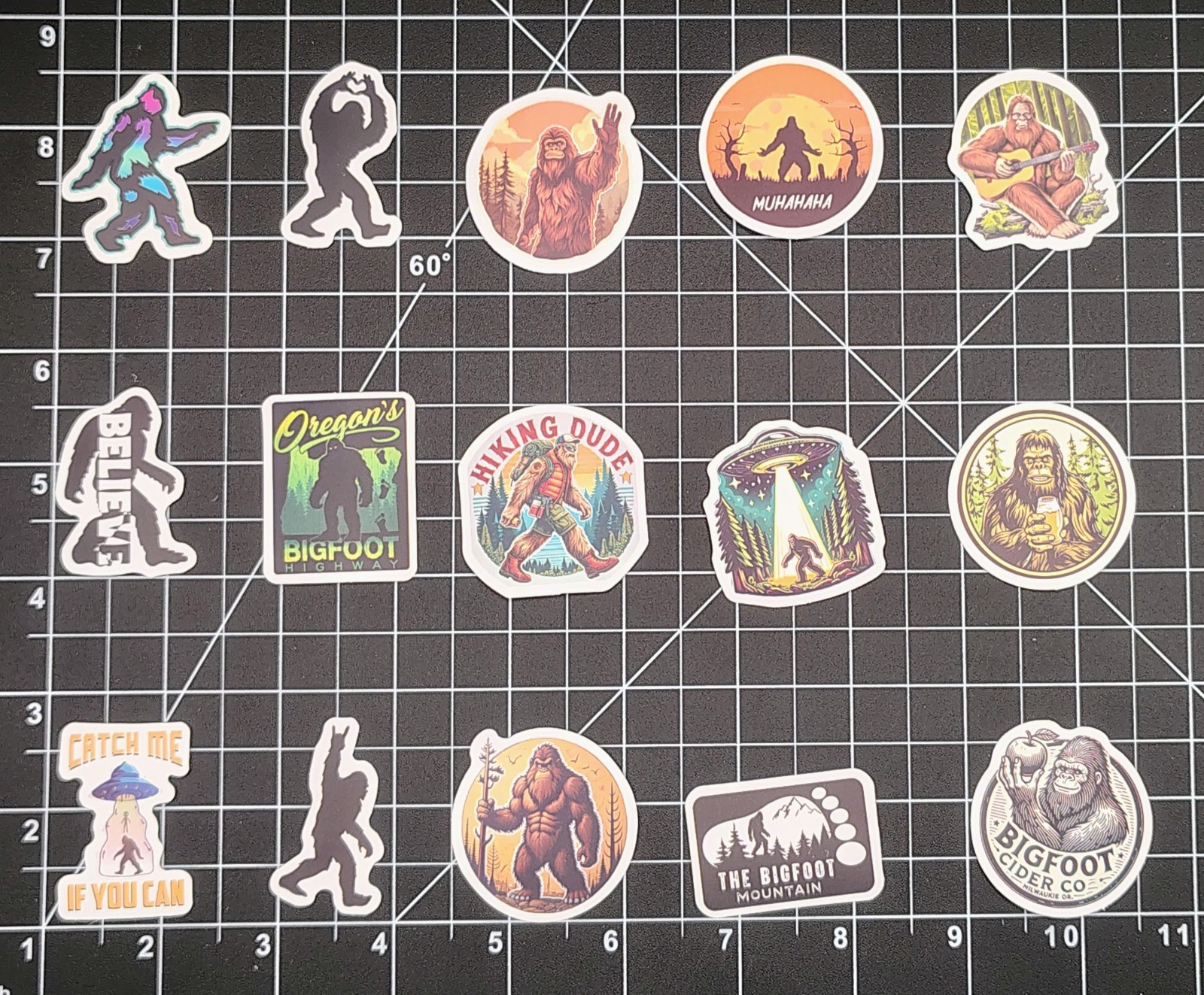 50 Pcs MINI Bigfoot Stickers 1.5" Small Sasquatch Cryptid Camping Phone Decals