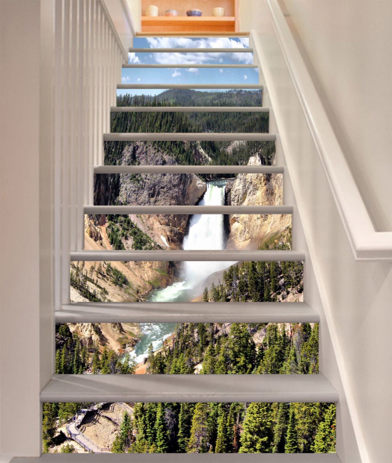 3D Forest Waterfall AZ1237 Stair Risers Decoration Mural Vinyl Wallpaper Kay