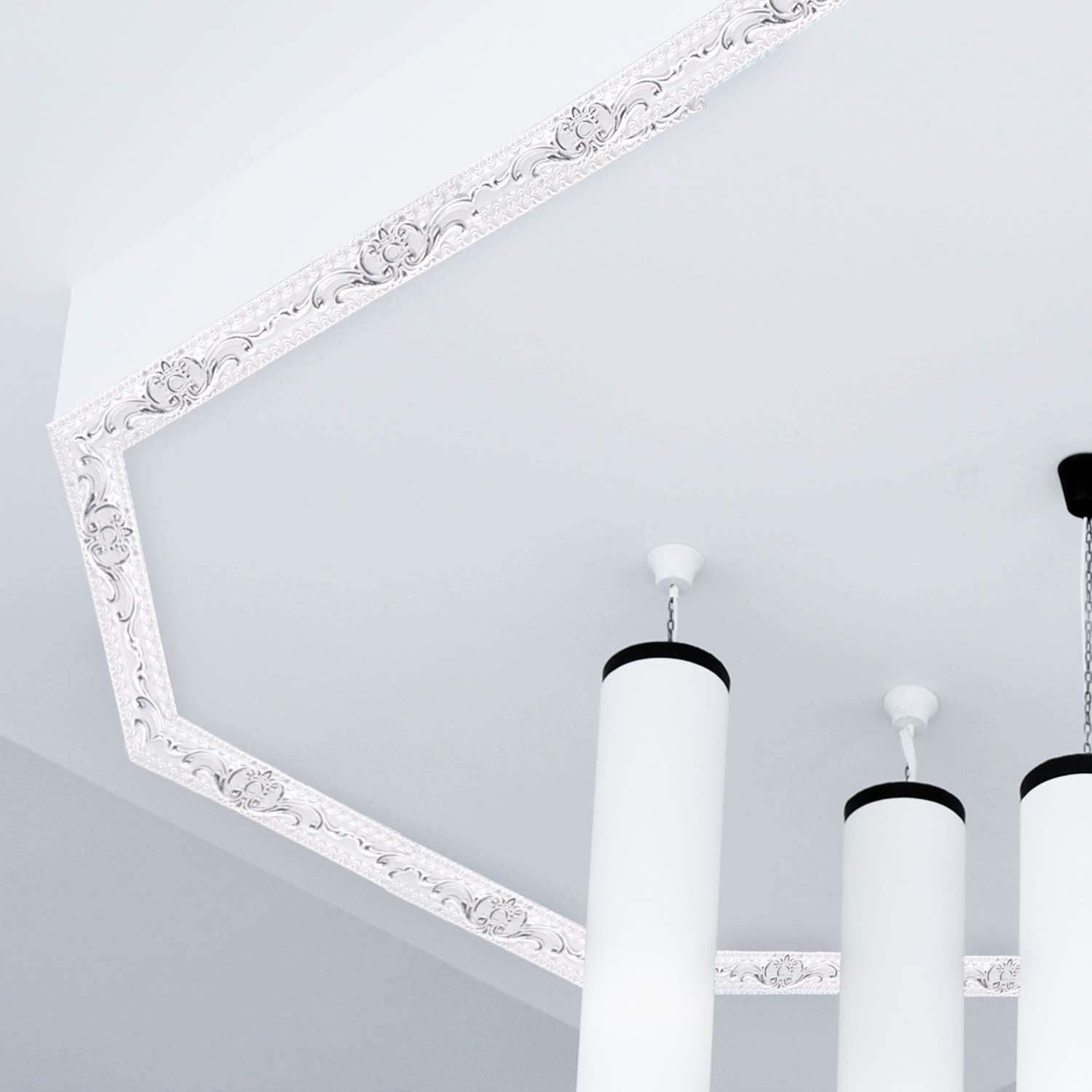 Self-Adhesive Flexible Molding Trim – 16.4ft Waterproof White/Silver Decor