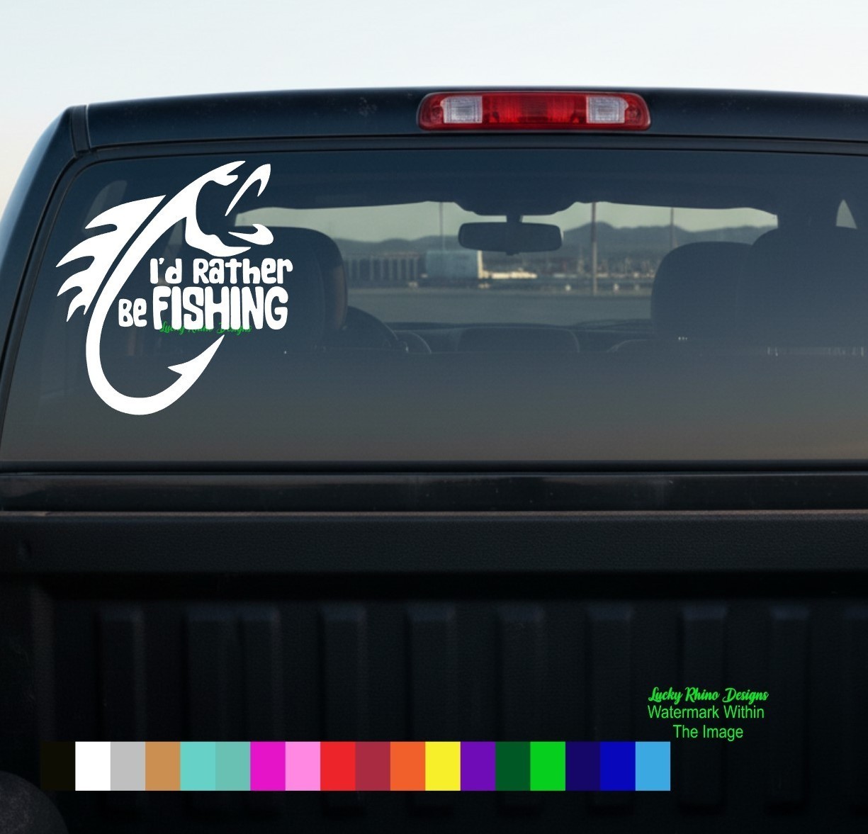 6"x5" Tribal I'd Rather Be Fishing Vinyl Decal Sticker Car Window Truck Boat JDM