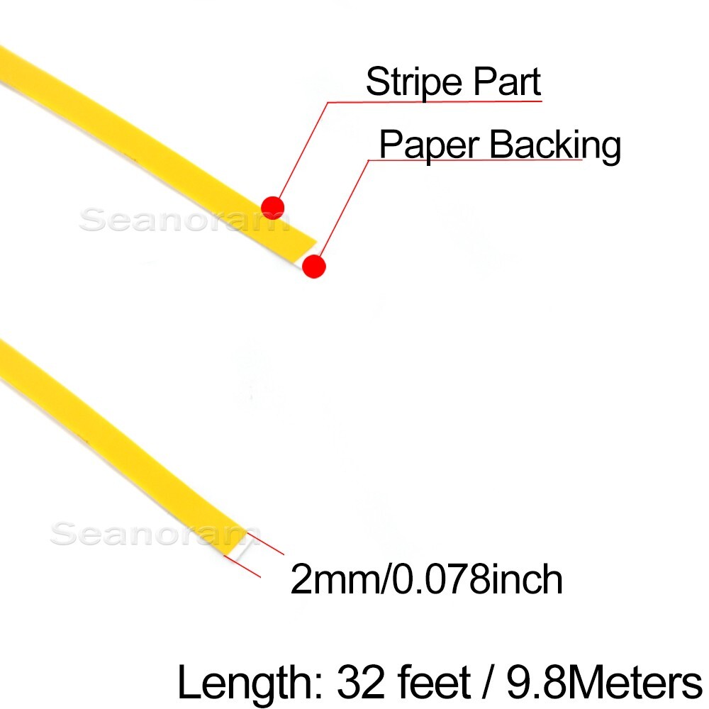 1/12" 2mm Yellow DIY Home Shop Pinstriping Pin Stripe Line Decal Vinyl Sticker
