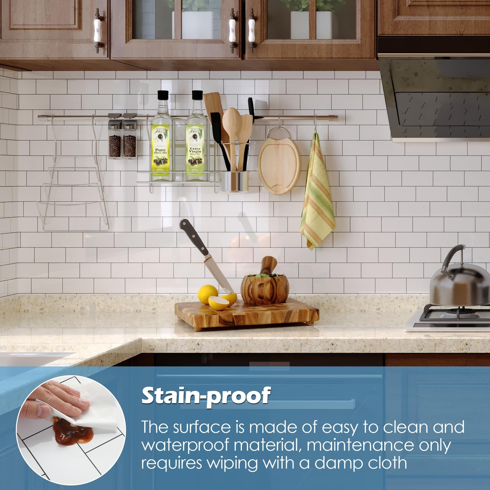 -Pack Peel and Stick Tile Backsplash 12"X12" PVC Wall 20 Polished Marble White