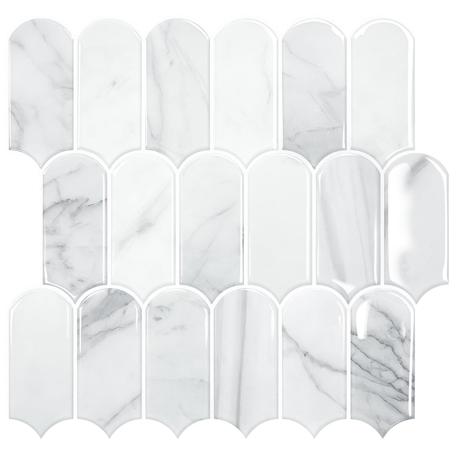Upgraded Thicker Design Peel and Stick Backsplash Tile, 10-Sheet Statury Whit…
