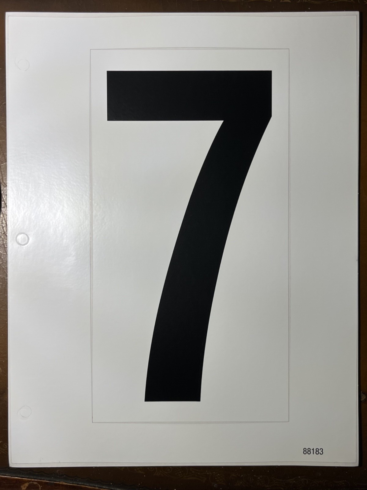 #7 Vinyl Number Sticker Large 9" x 5" black on white for outdoor