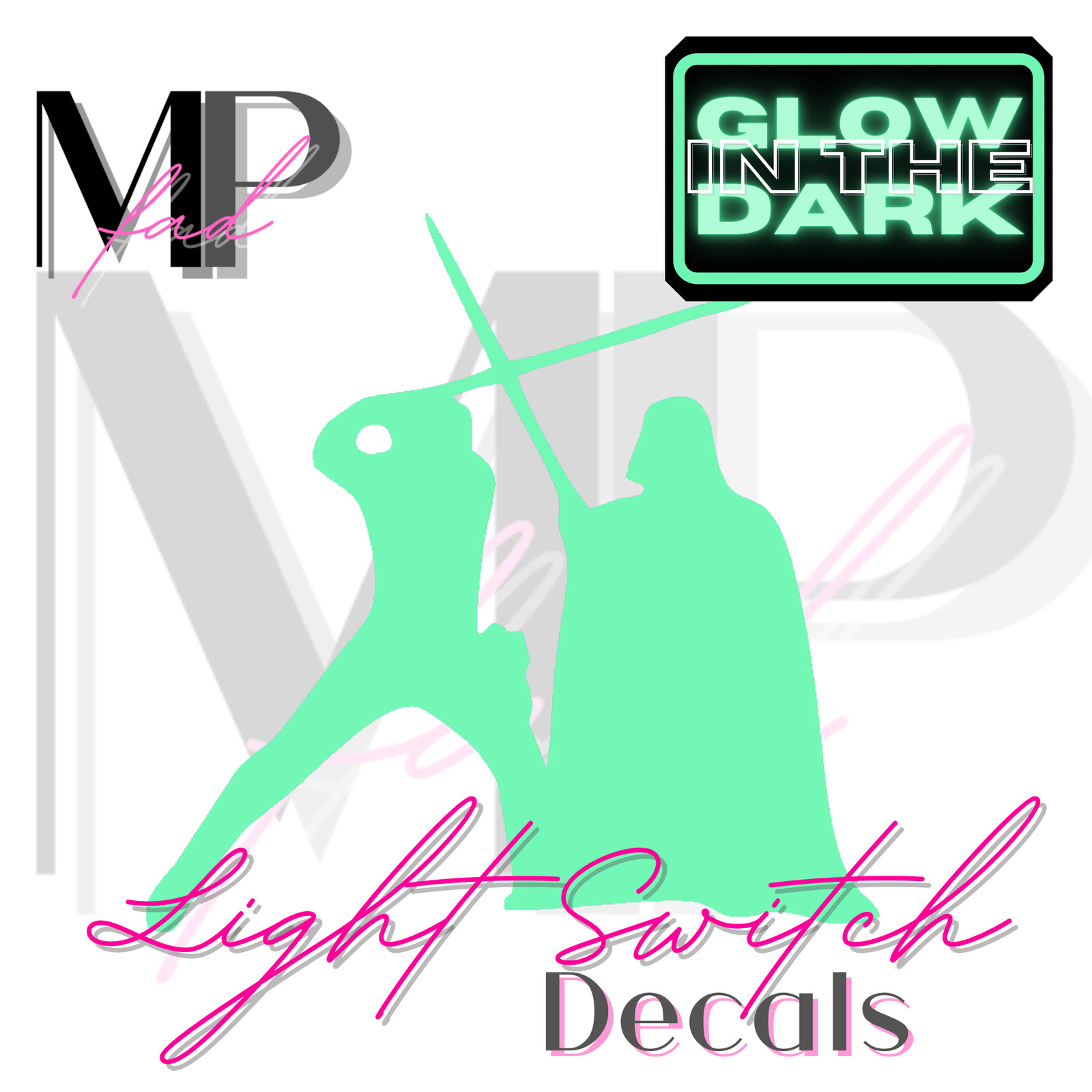 Star Wars Light Switch Vinyl Sticker Decal GLOW-IN-THE-DARK LUKE SKYWALKER VADER