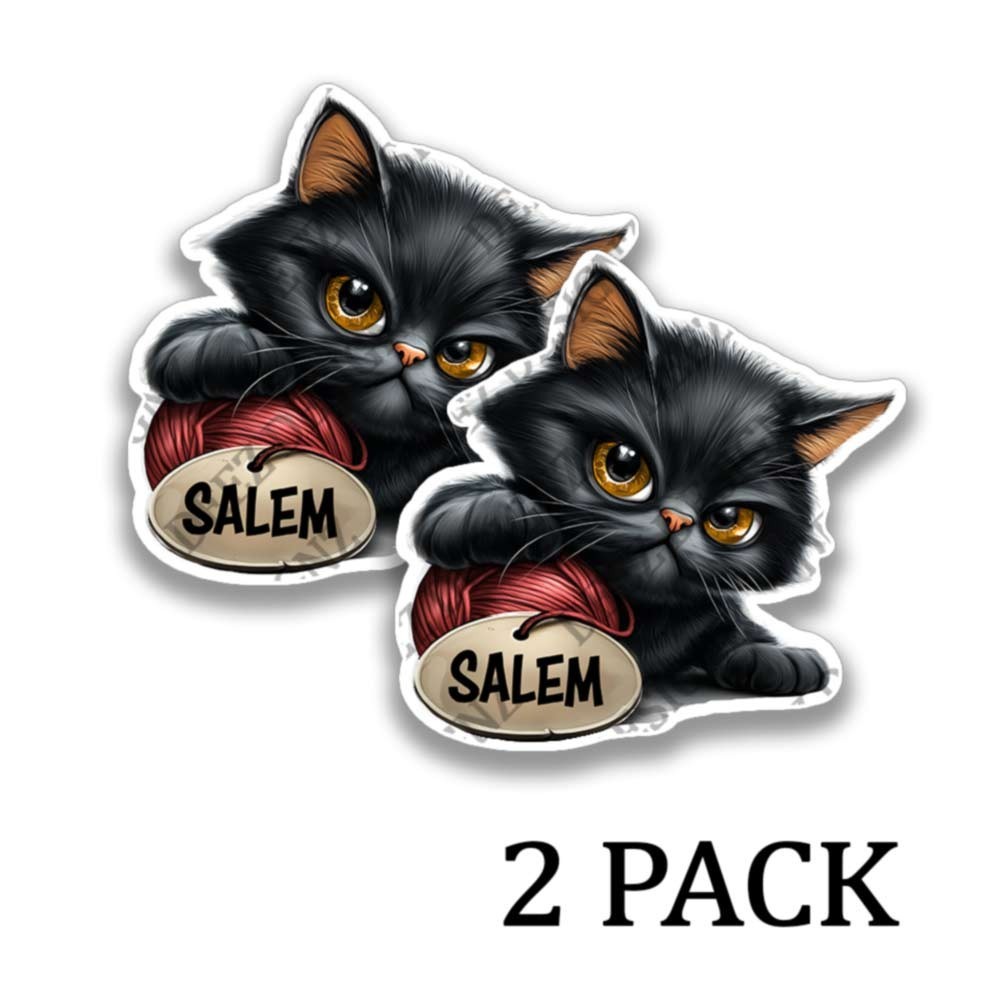 Salem the American Bobtail Cat Kitten Stickers Adhesive Decals (PERSONALIZE)-2pk