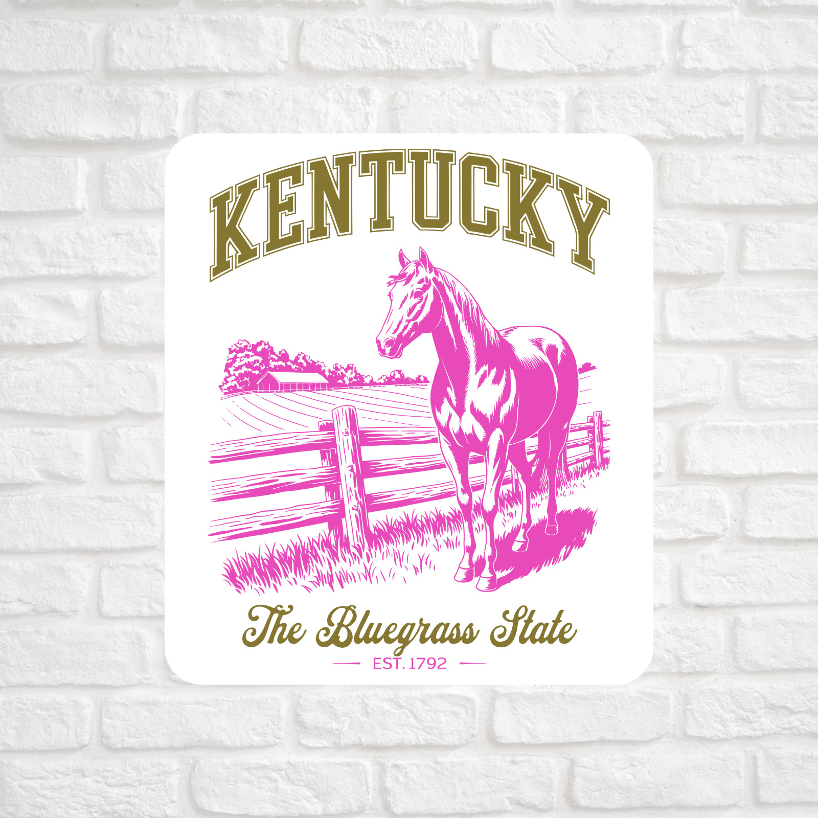 Kentucky sticker vinyl decal the blue grass state horse pink western