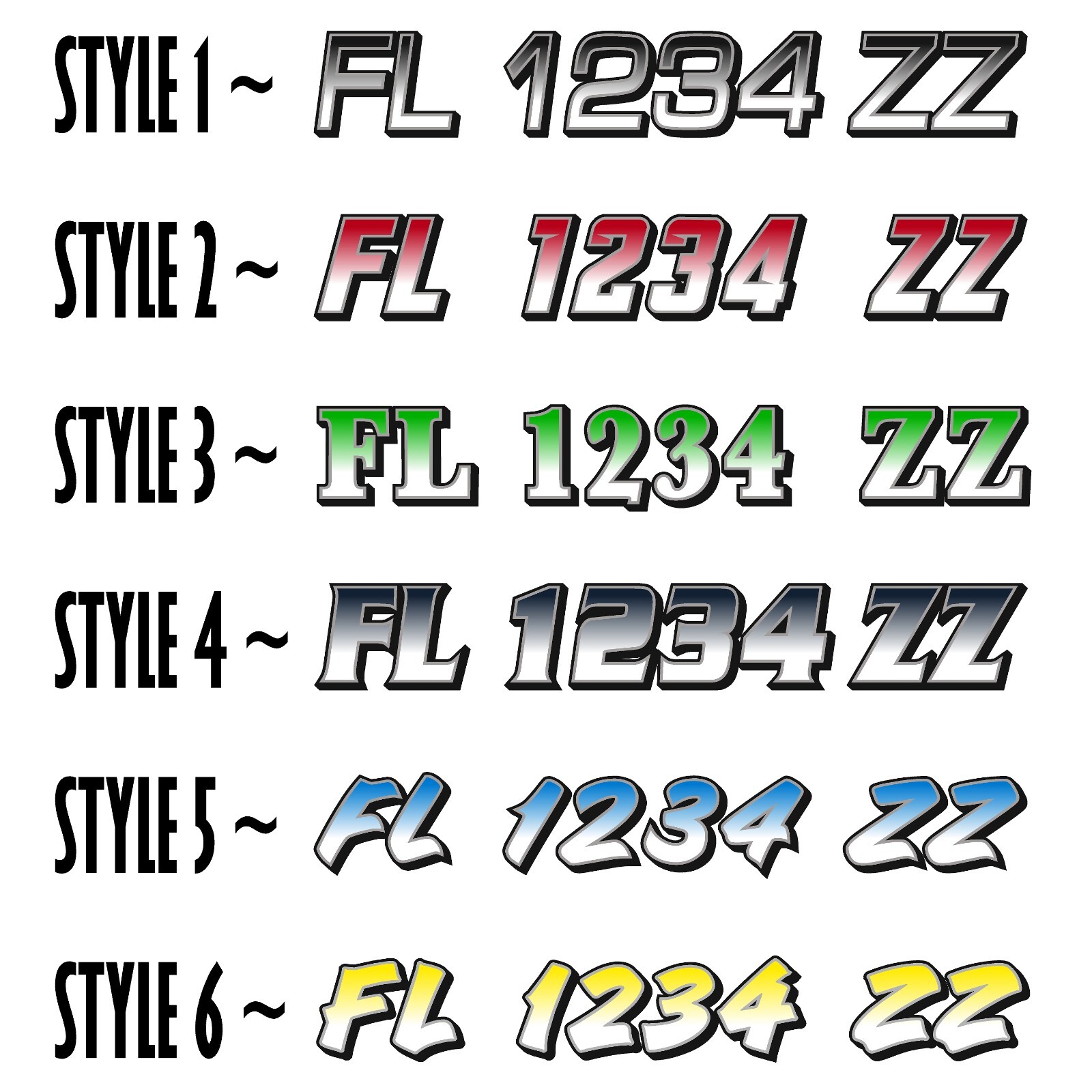Boat Registration Numbers & Letters 2 Pack Custom 3" Boat & Jetski Stickers X2GR