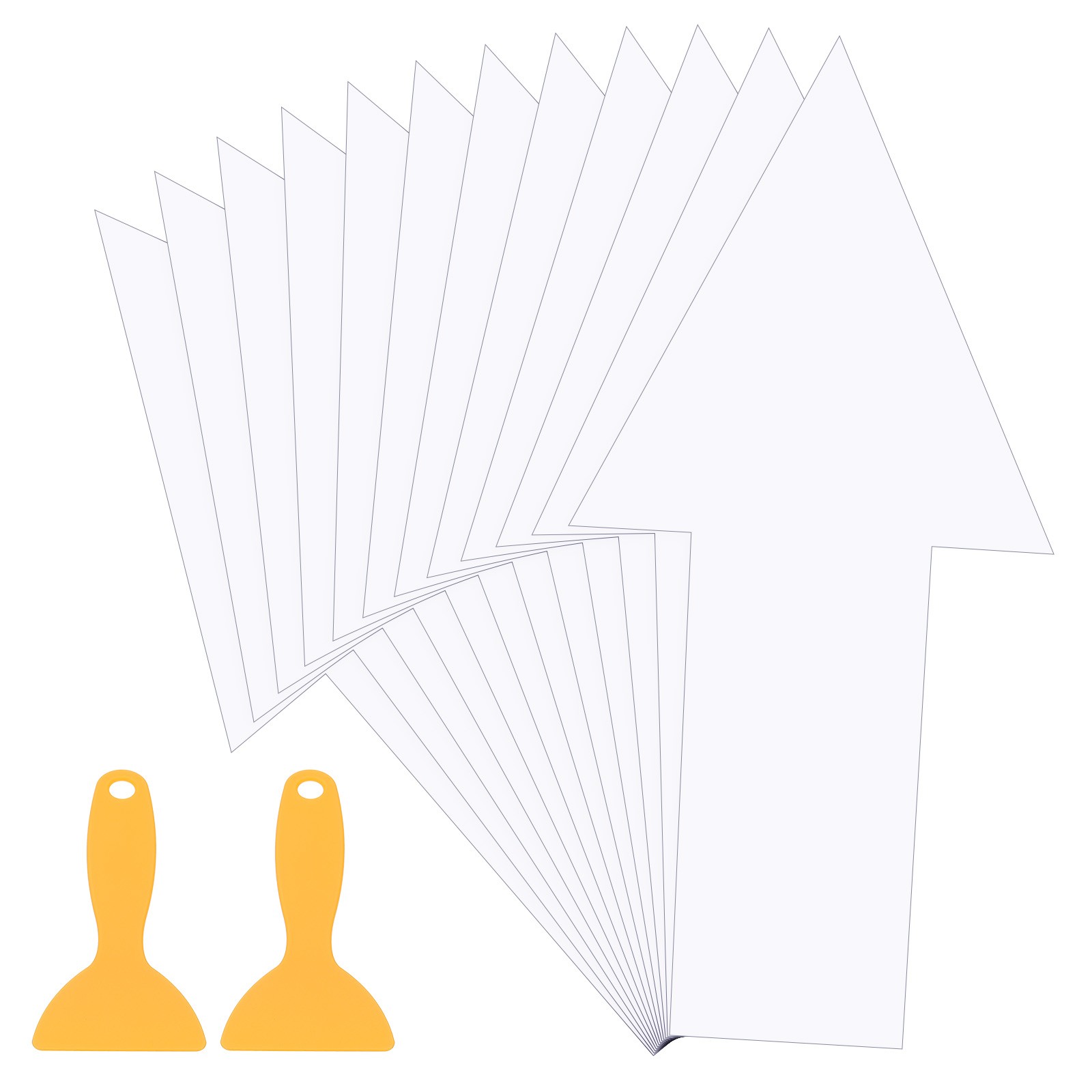 12" x 6" Arrow Sticker, 12Pcs Floor Stickers with Shovel, White