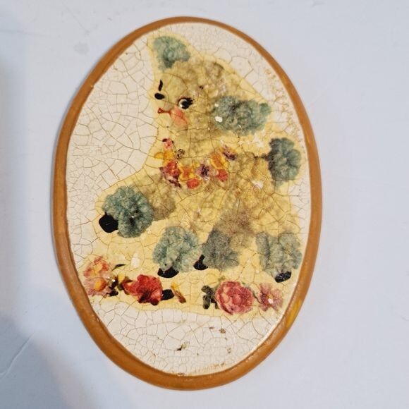 Vintage Meyercord Decal Crackle Plaster Anthropomorphic Kitch Nursery