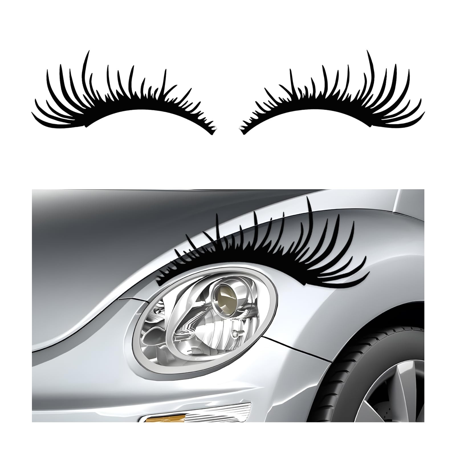 2 PCS Eyelash Decal for Car Headlight, Waterproof Funny Bumper Window Eyelashes