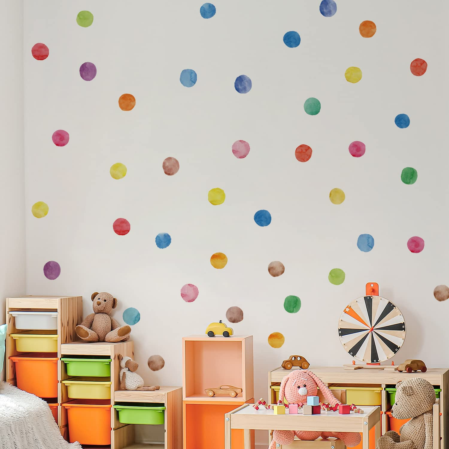 Colorful Polka Dot Wall Decals Watercolor Dots Wall Sticker for Kids Baby Girls