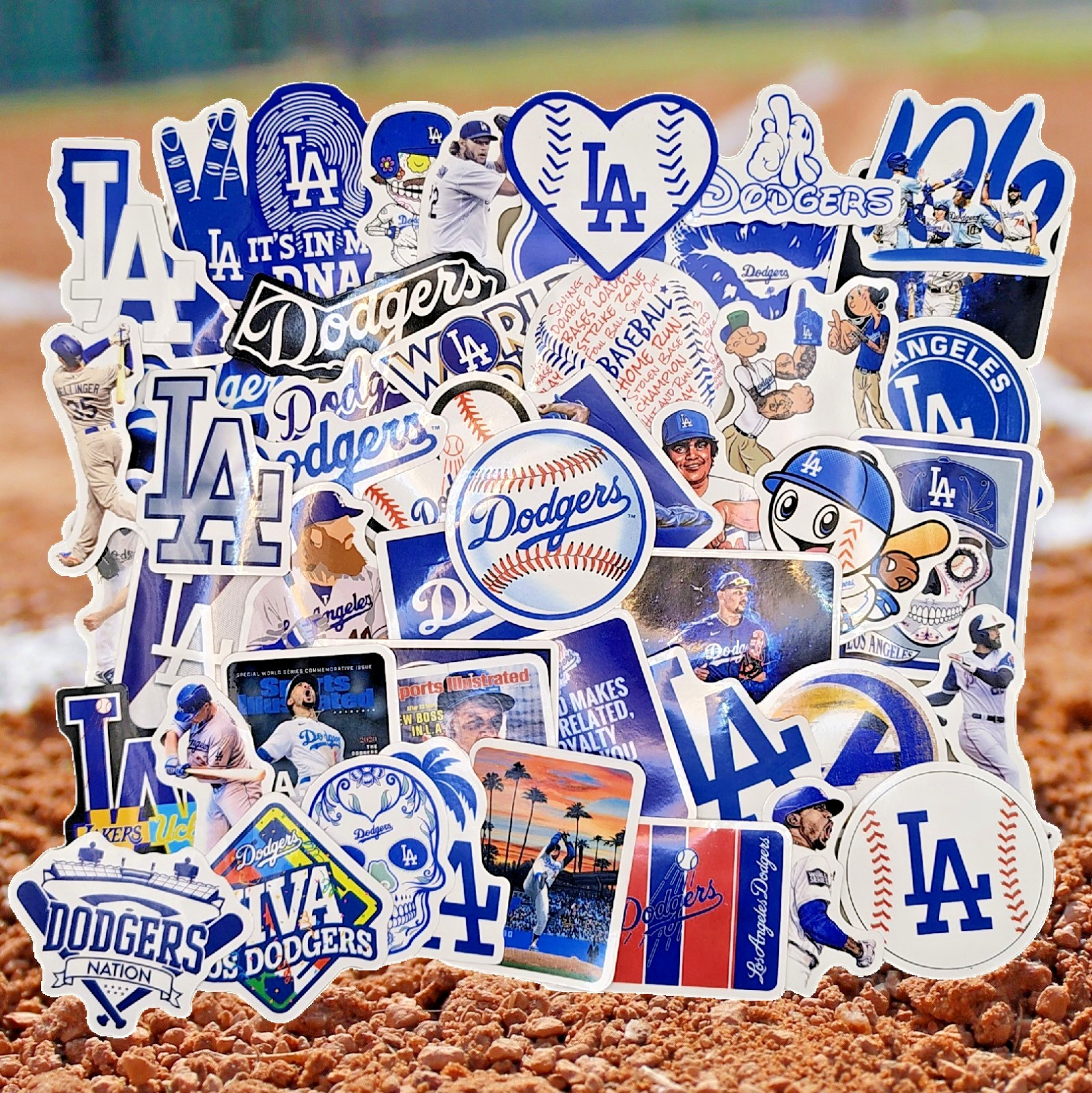 50pc Los Angeles Baseball Sticker Lot LA Fan City Sports Vinyl Decals Pack