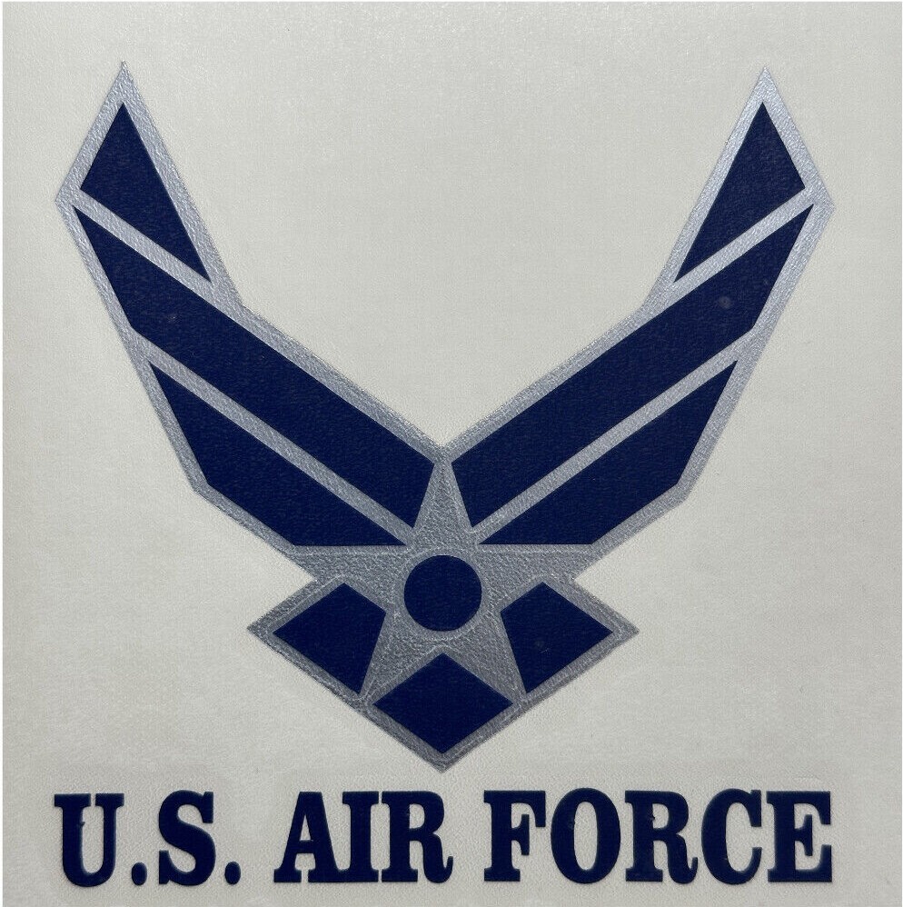 UNITED STATES AIR FORCE LOGO USAF Vinyl Window Decal/Sticker BLUE/CHROME SILVER