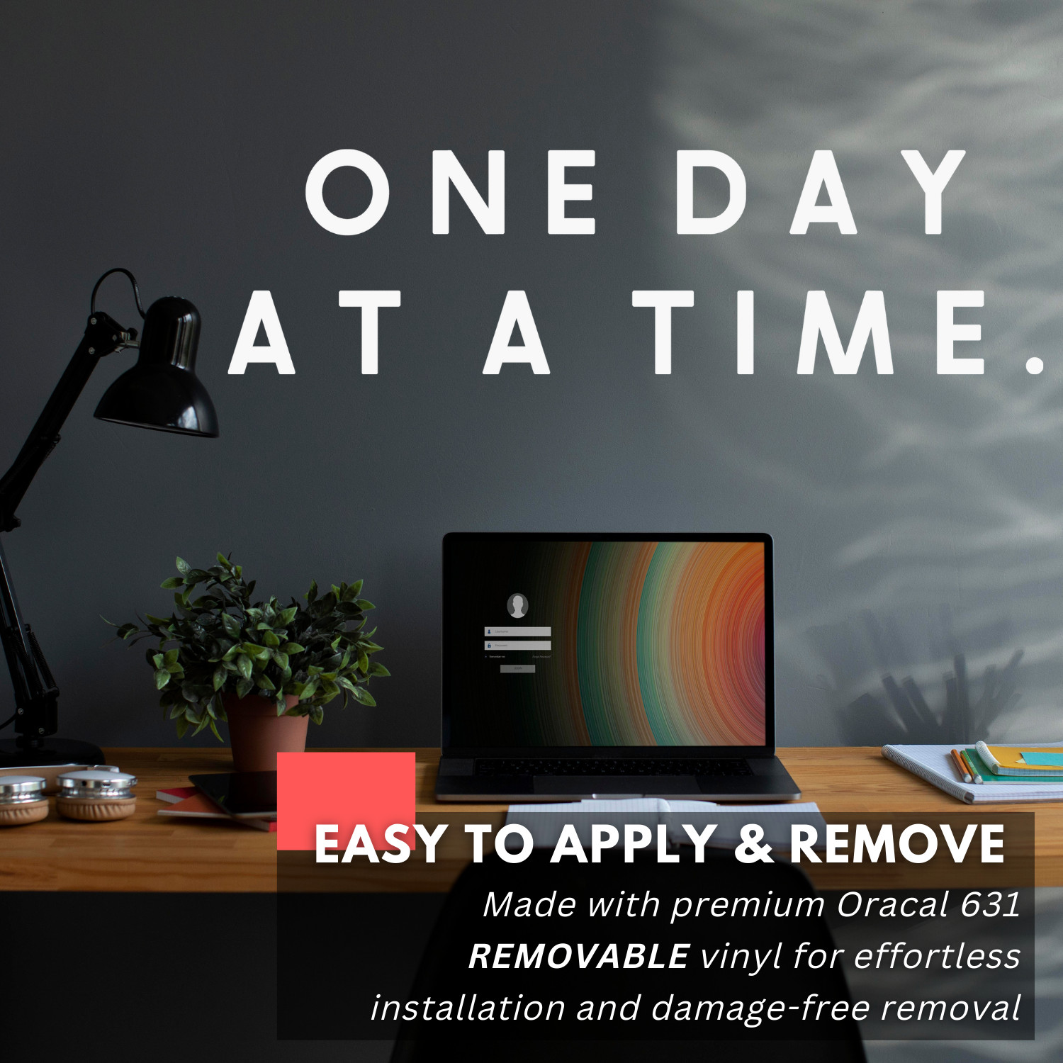 One Day at a Time Wall Sticker Motivational Quote Vinyl Decal Removable Wall Art