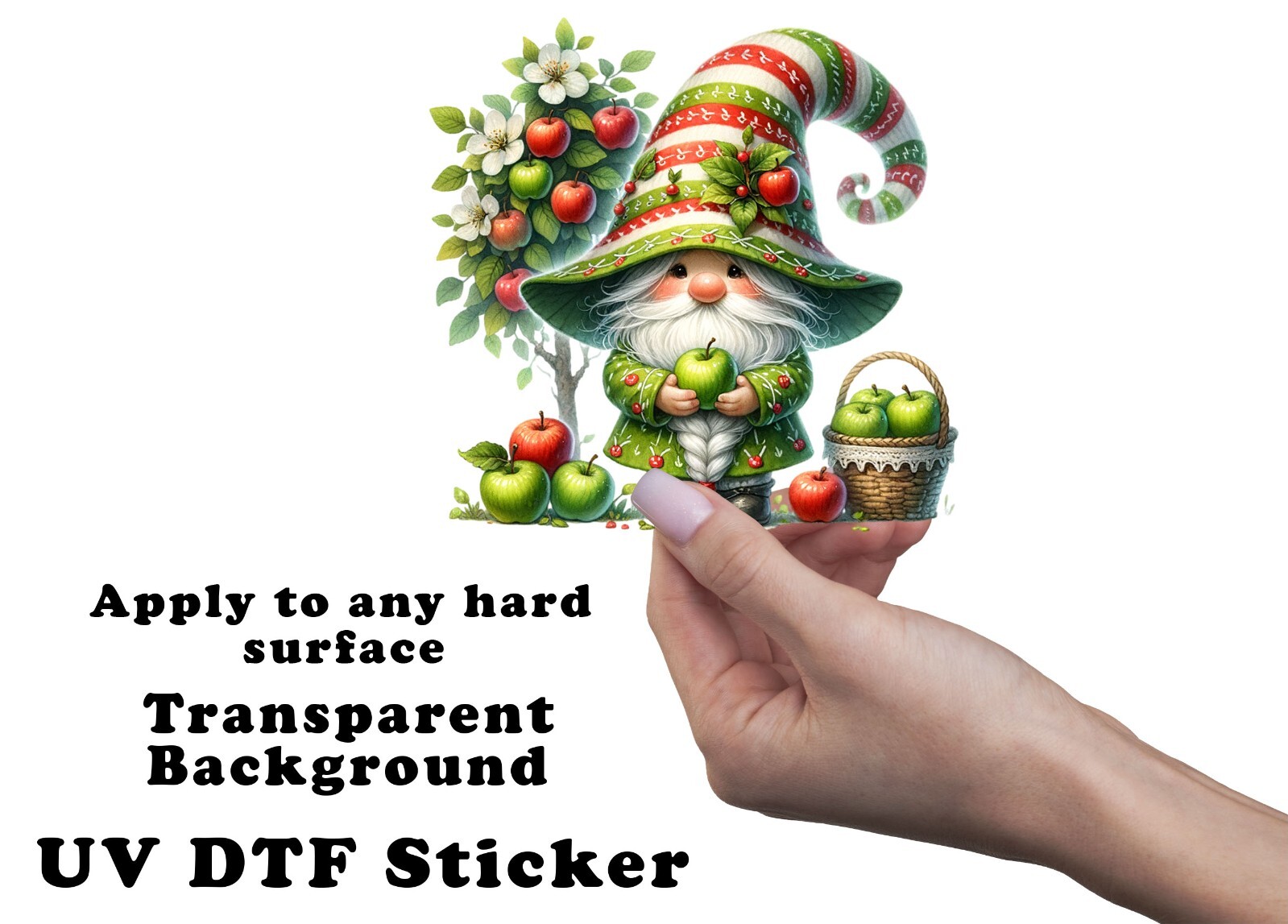 Apple Tree Gnome UV DTF Transparent Sticker / Decal
