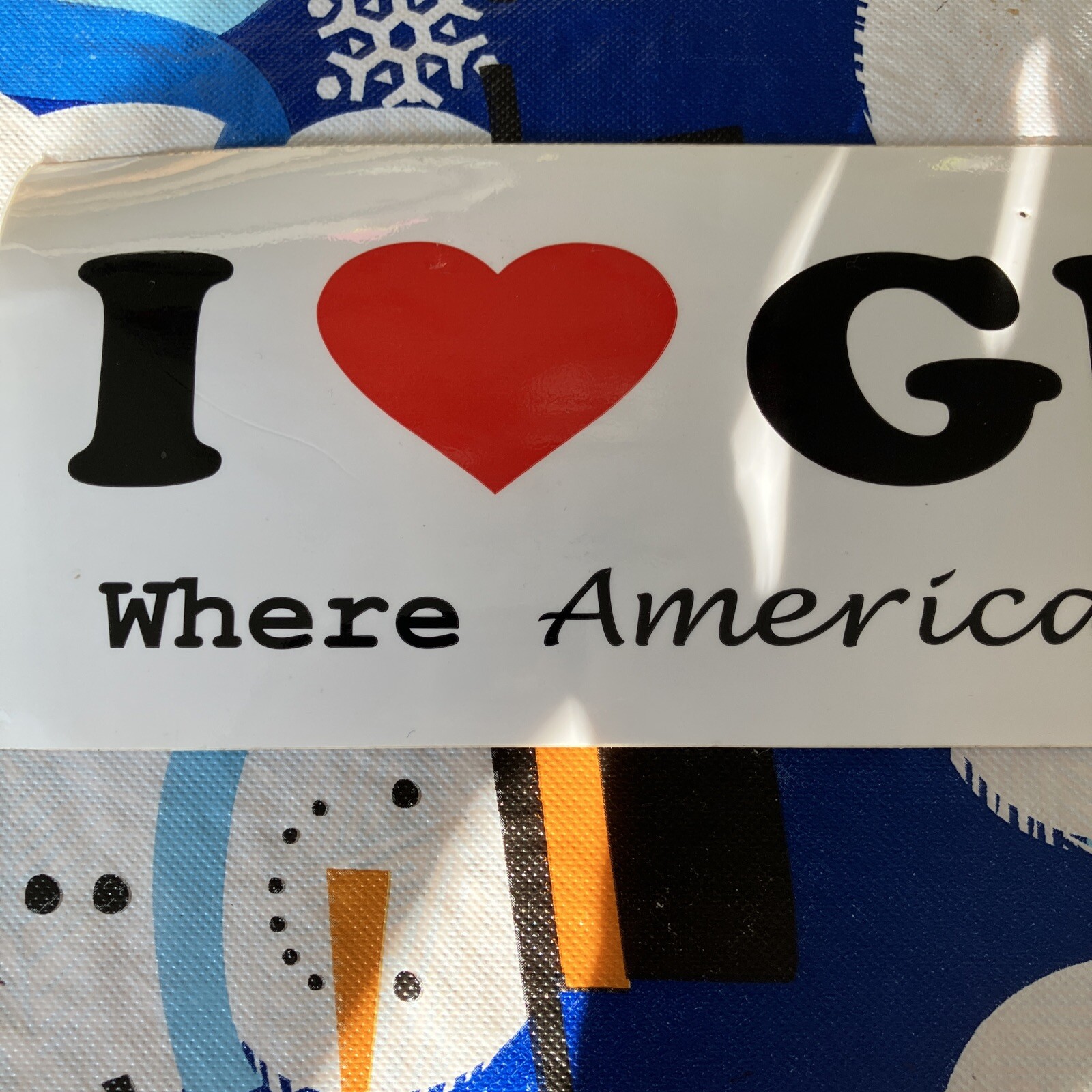 New I Love Guam Black & White Bumper Sticker With Small Pin Hole & Red Heart