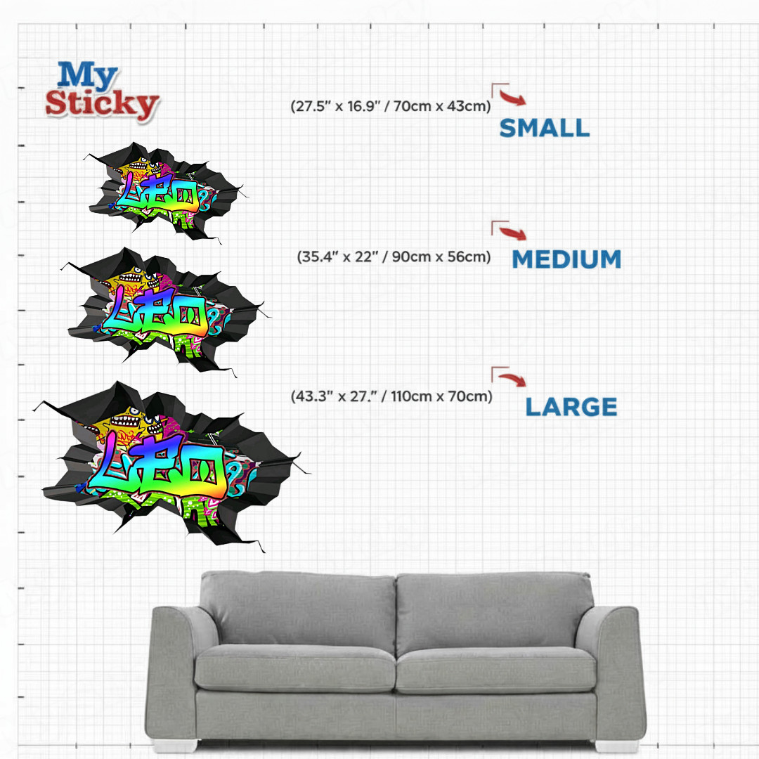 Custom Text Island Style Graffiti Name Wall Decal Personalized Sticker Decor NEW