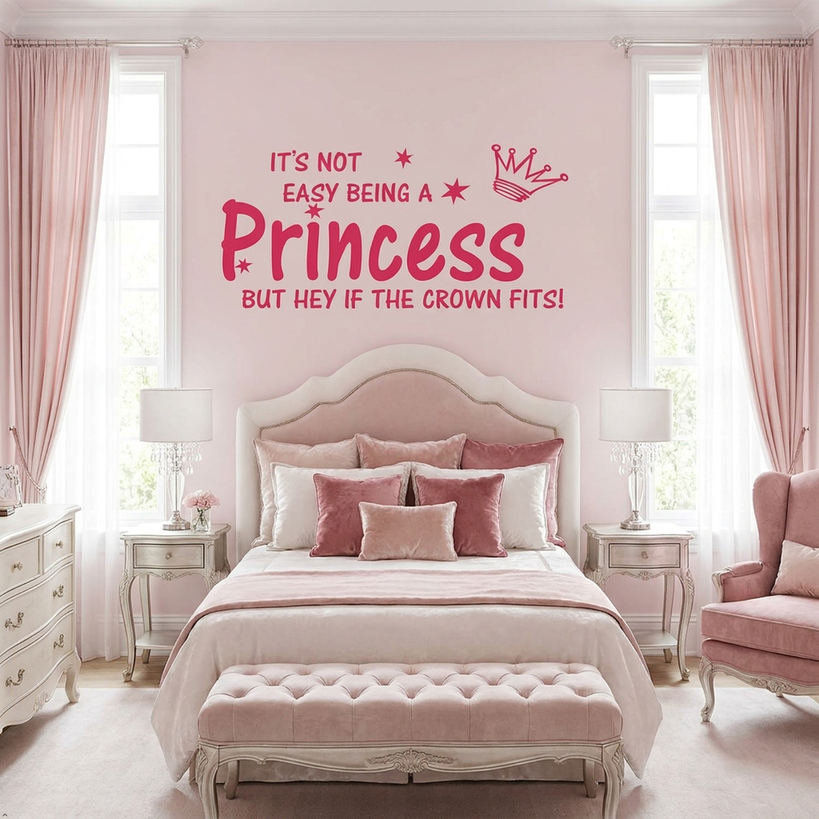 NOT Easy Being A Princess Girl Wall Quote Sticker Graphic Vinyl Home Kid décor