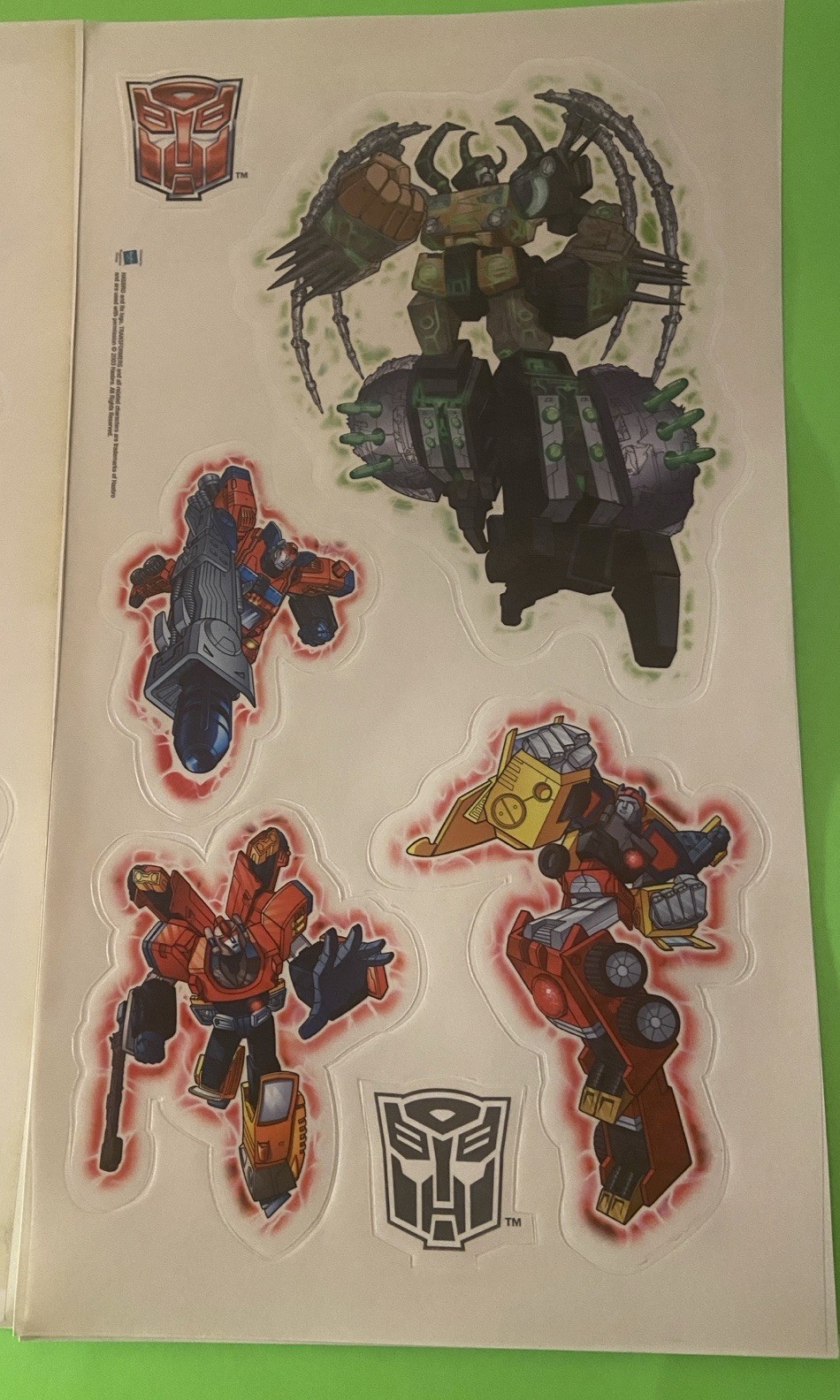 Transformers Energon Wall Decal Decor 4 Sheet Set Peel Stick Remove USA Made