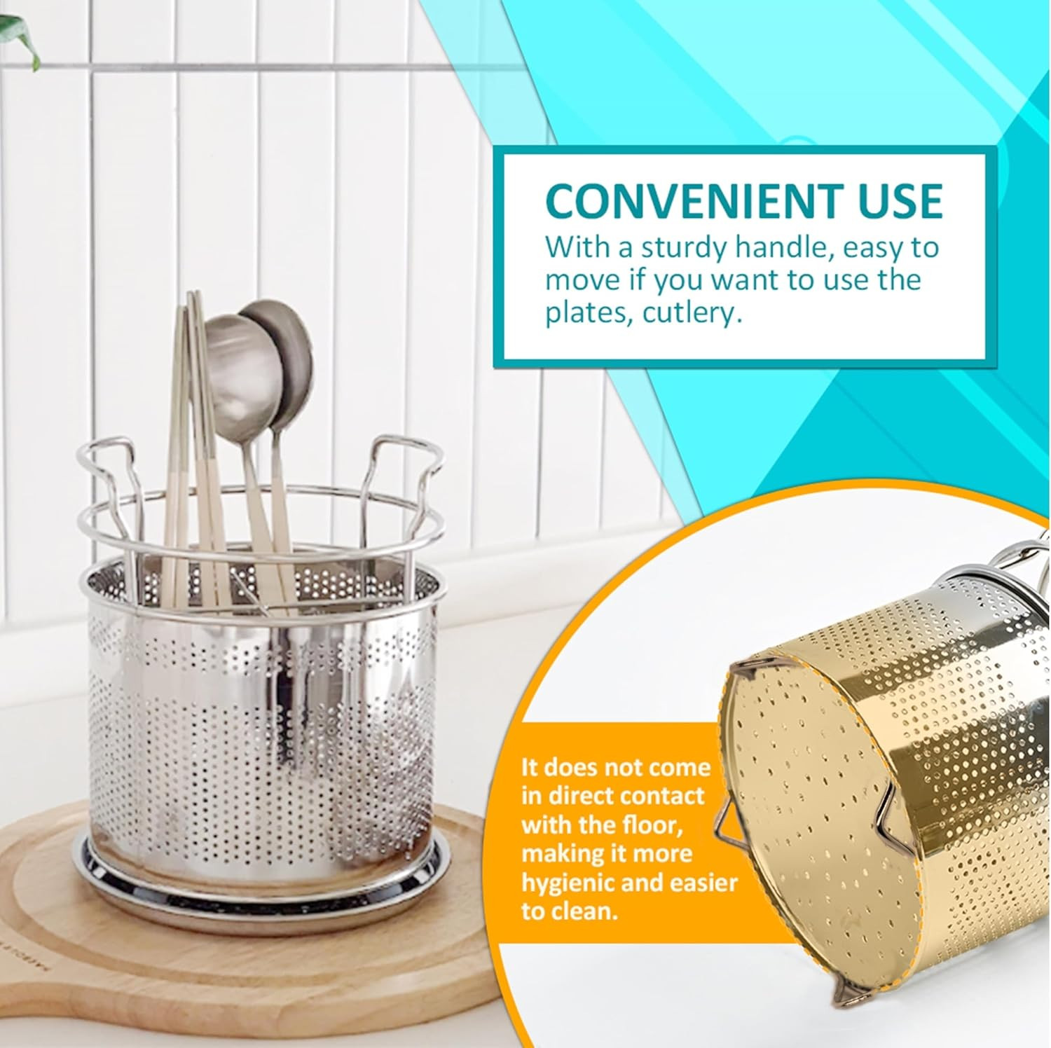Stainless Steel Silverware Drying Basket for Dish Rack, 4-Compartment Utensil Ho