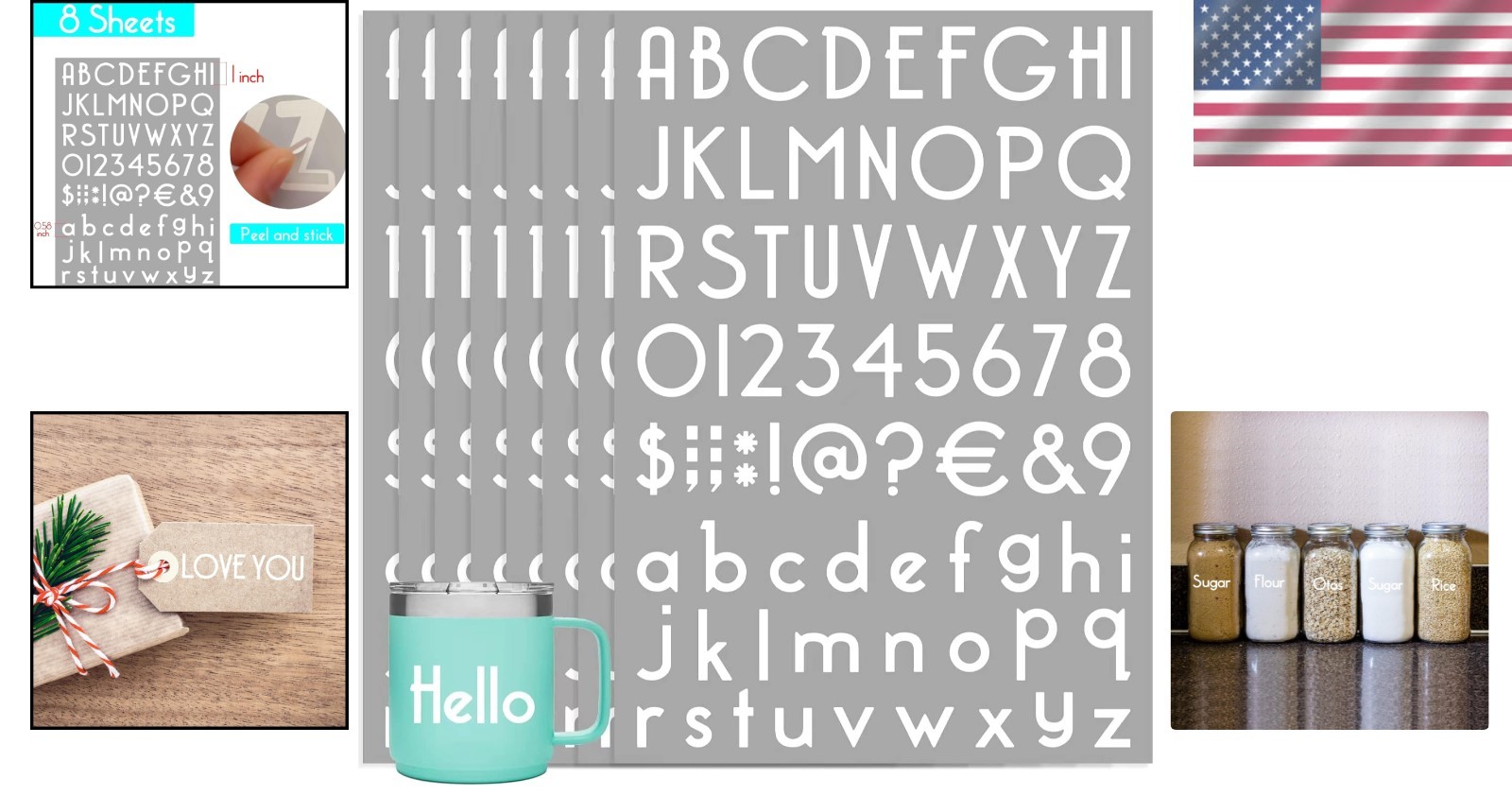 1 Inch Alphanumeric Vinyl Stickers 584 Count White Durable for Mailbox and Signs