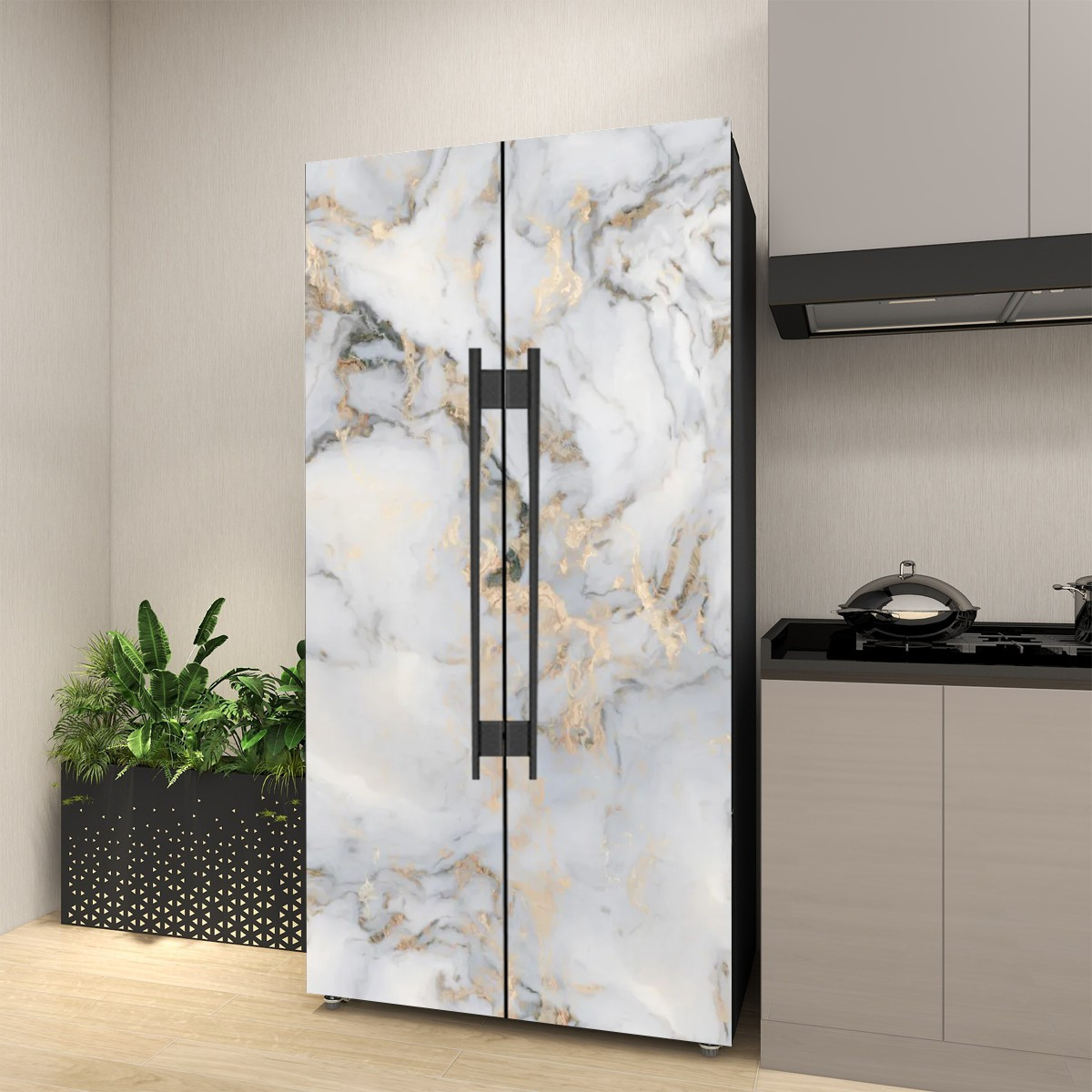 Fridge Wrap Vinyl Cover Peel and Stick Refrigerator Skin, 32" x 78.7" (81x200cm)