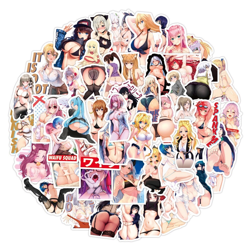 10/50pc Ahegao Hentai Cute Waifu Anime Notebook Laptop Phone Decal Sticker