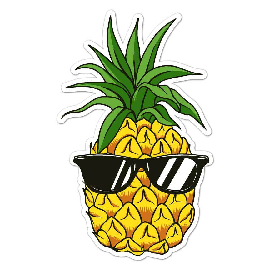 Pineapple Sunglasses, Vinyl Decal Sticker, Indoor Outdoor, 3 Sizes, #8088