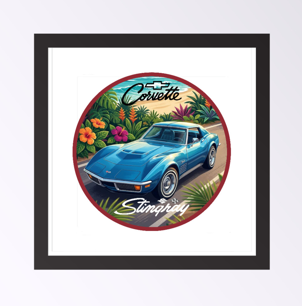 Car Classics "Corvette Stingray" – 4" Handcrafted Vinyl Decal Vehicle Cooler 26