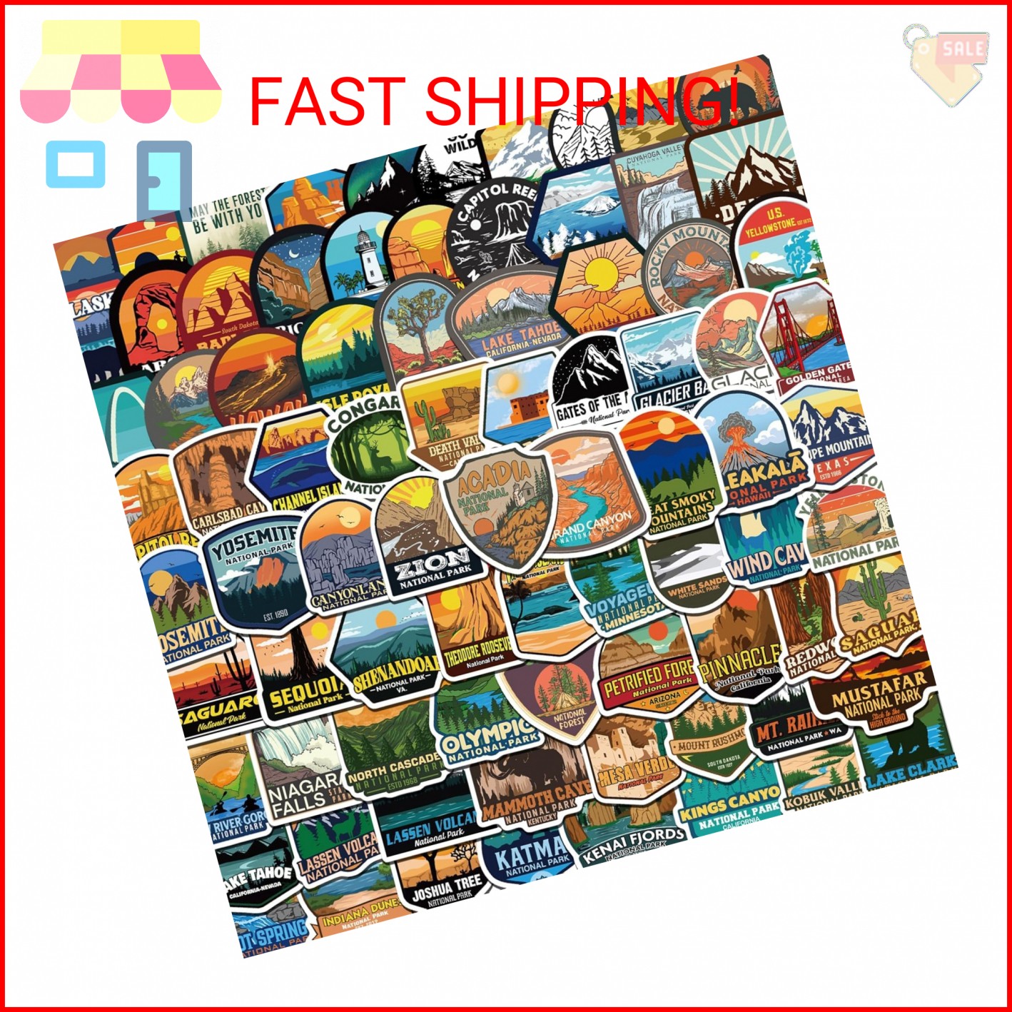 156 Pcs National Parks Sticker Pack, Outdoor Nature Camping Hiking Inspired Wate