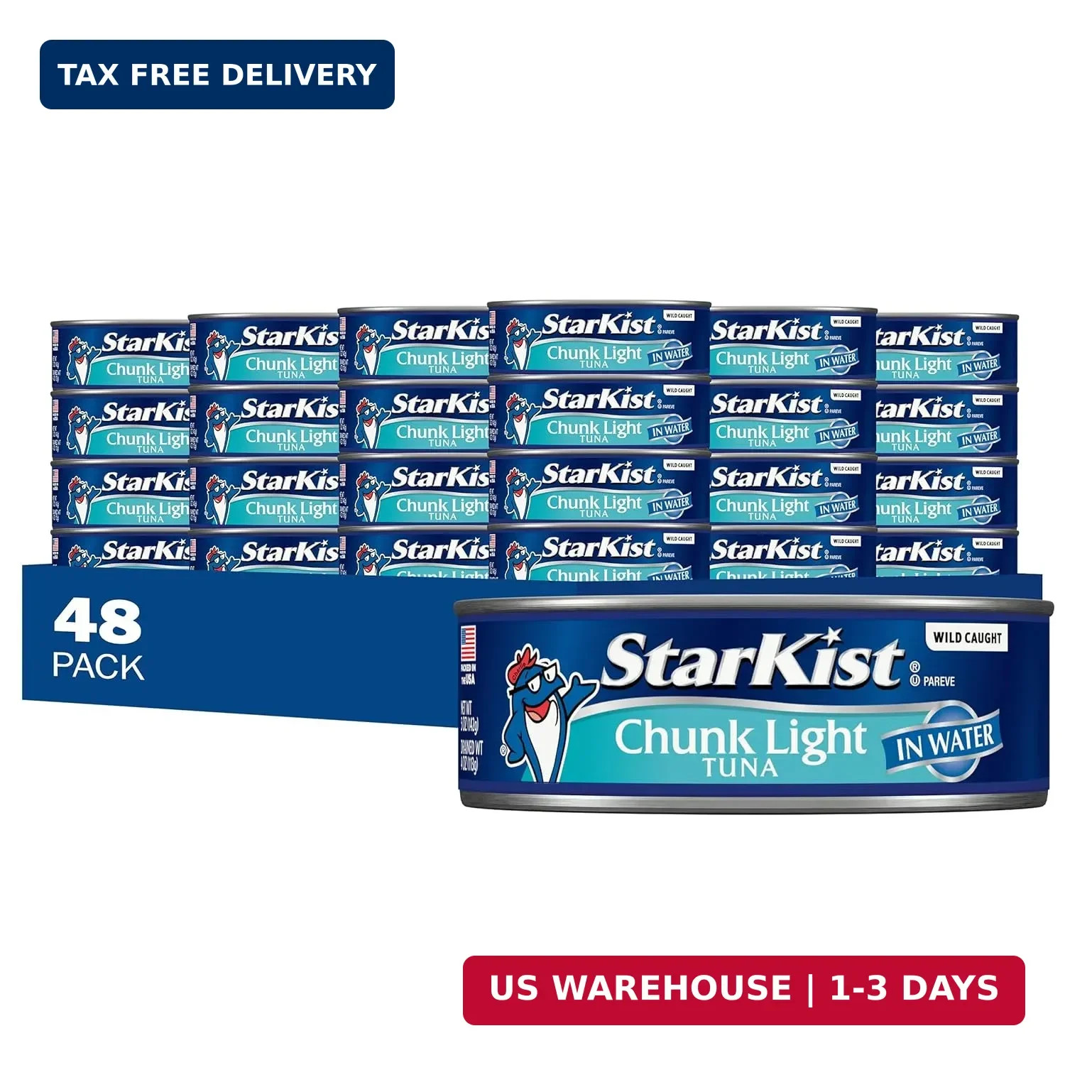 StarKist Chunk Light Tuna in Water, 5 oz (48 Pack) Canned Tuna Fish, Wild Caught