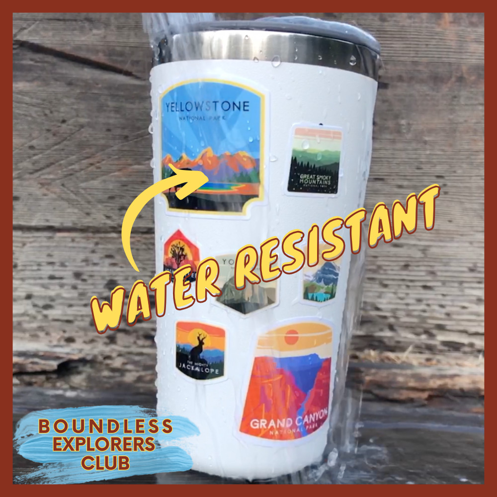 Yellowstone Lower Upper Falls Waterfall National Park Sticker Water Bottle Car