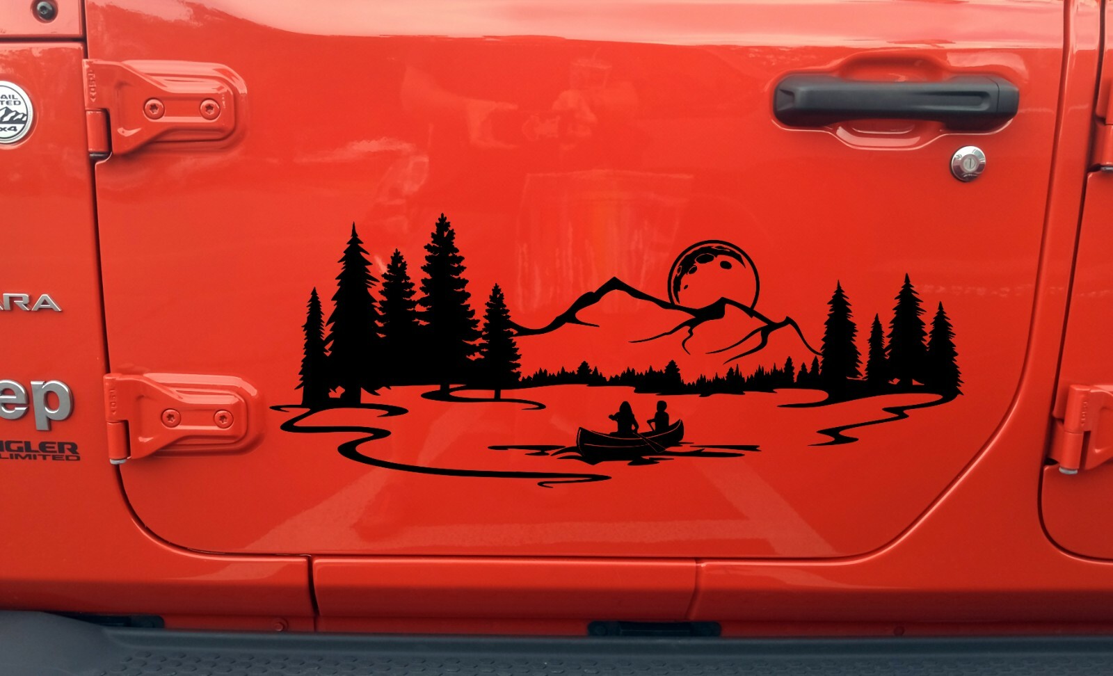 Moon Lake Mountain Canoe Scene Vinyl Decal – RV Graphics Camping Die Cut Sticker