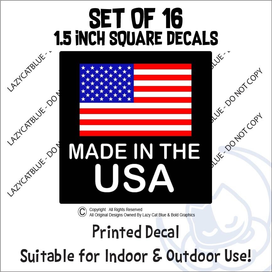 16-1.5" Made in USA Flag Decal Vinyl Sticker United States Stars Stripes America