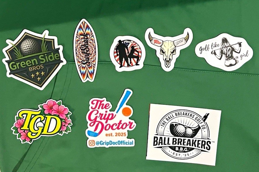 Golf Sticker/Decal Lot, Multicolor Assorted Logos incl. "Golf Like a Girl"