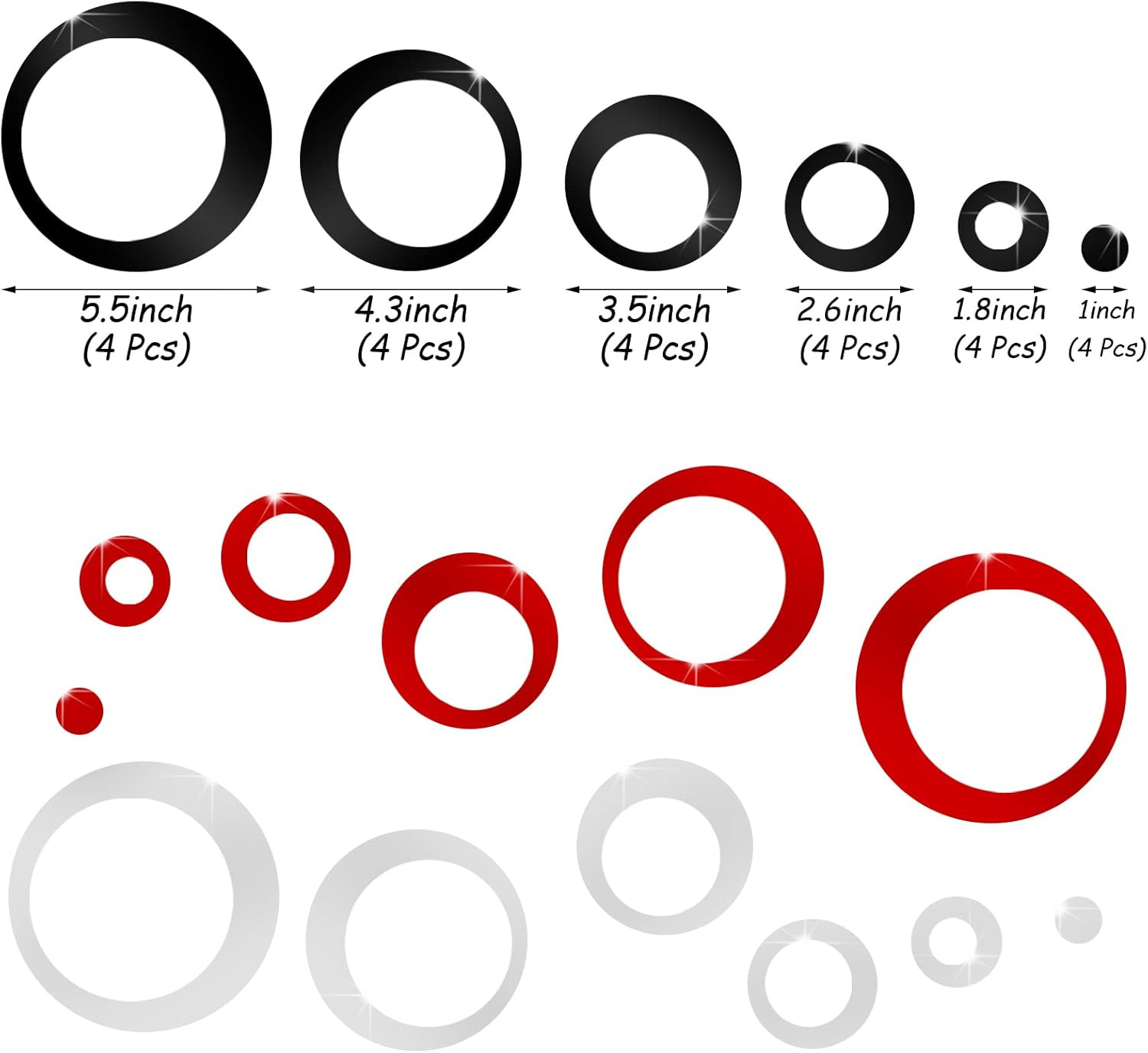 Outus 72 Pieces Wall Stickers Acrylic Circle Mirror Removable Clear,silver