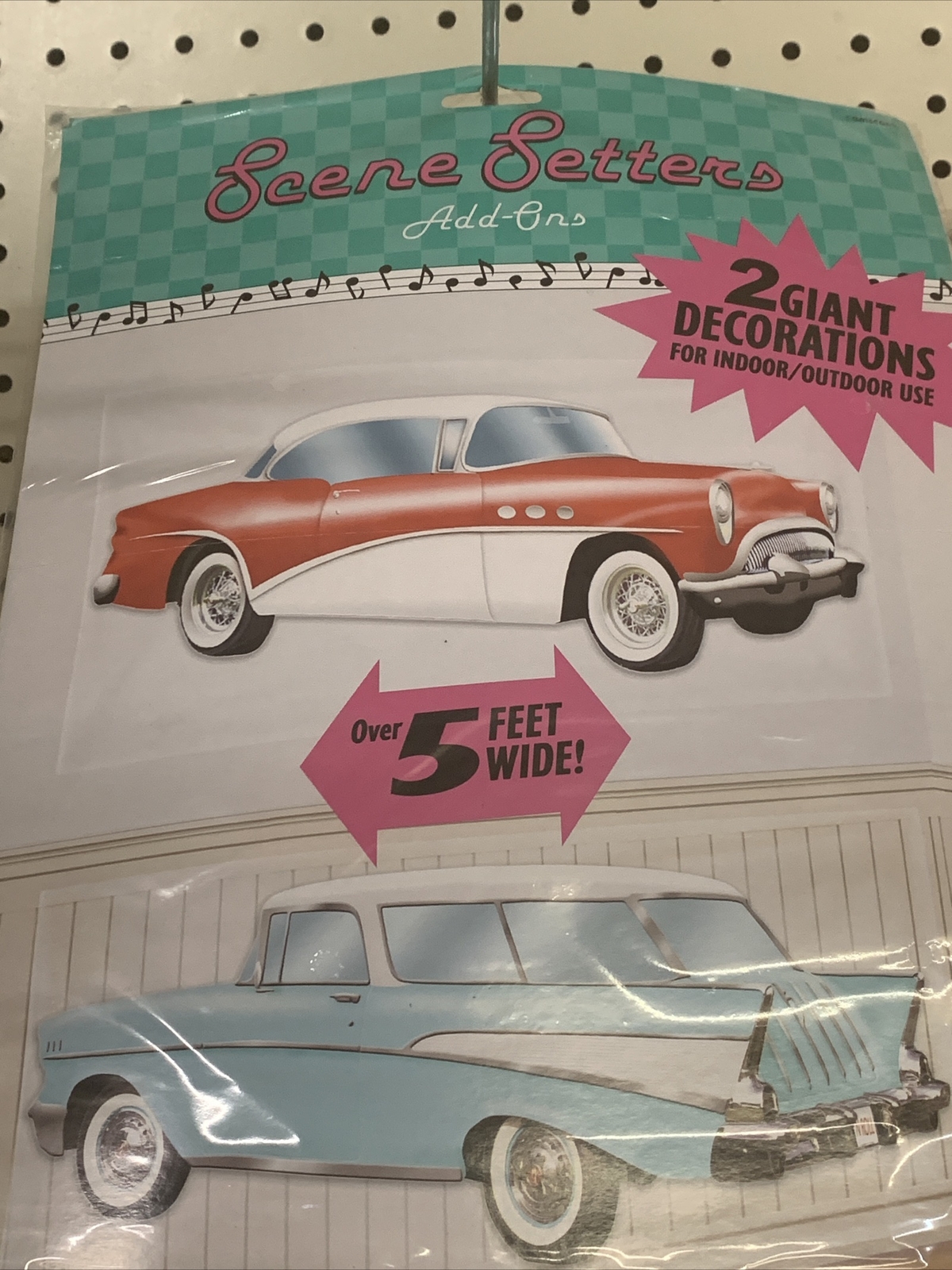 2 Giant Retro Car Wall Display Decal Decorations, 5ft, American Diner 50s Chevy