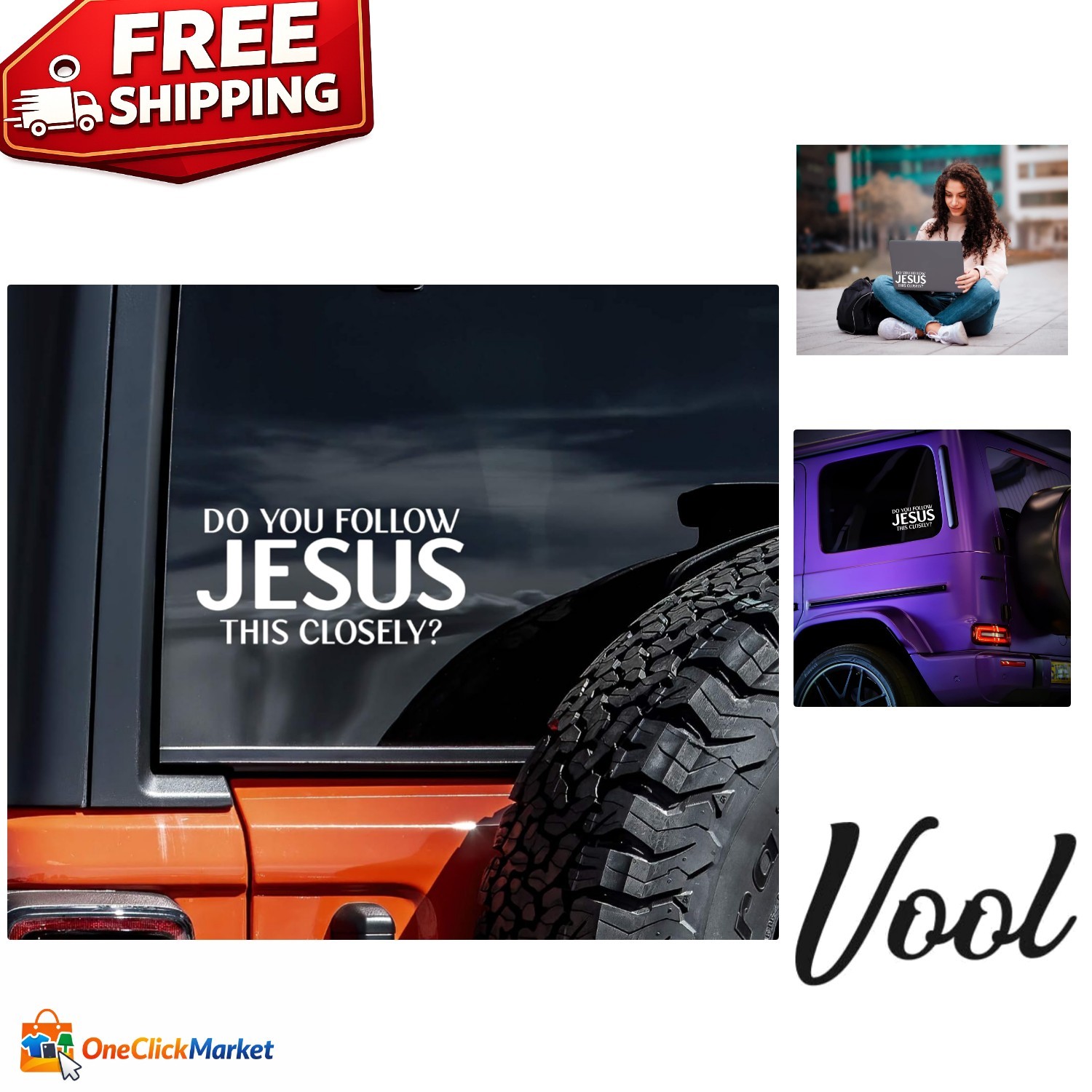 Handmade Jesus Vinyl Decal – Irregular Shape | Stylish 5.5" x 2" Car & Wall Art